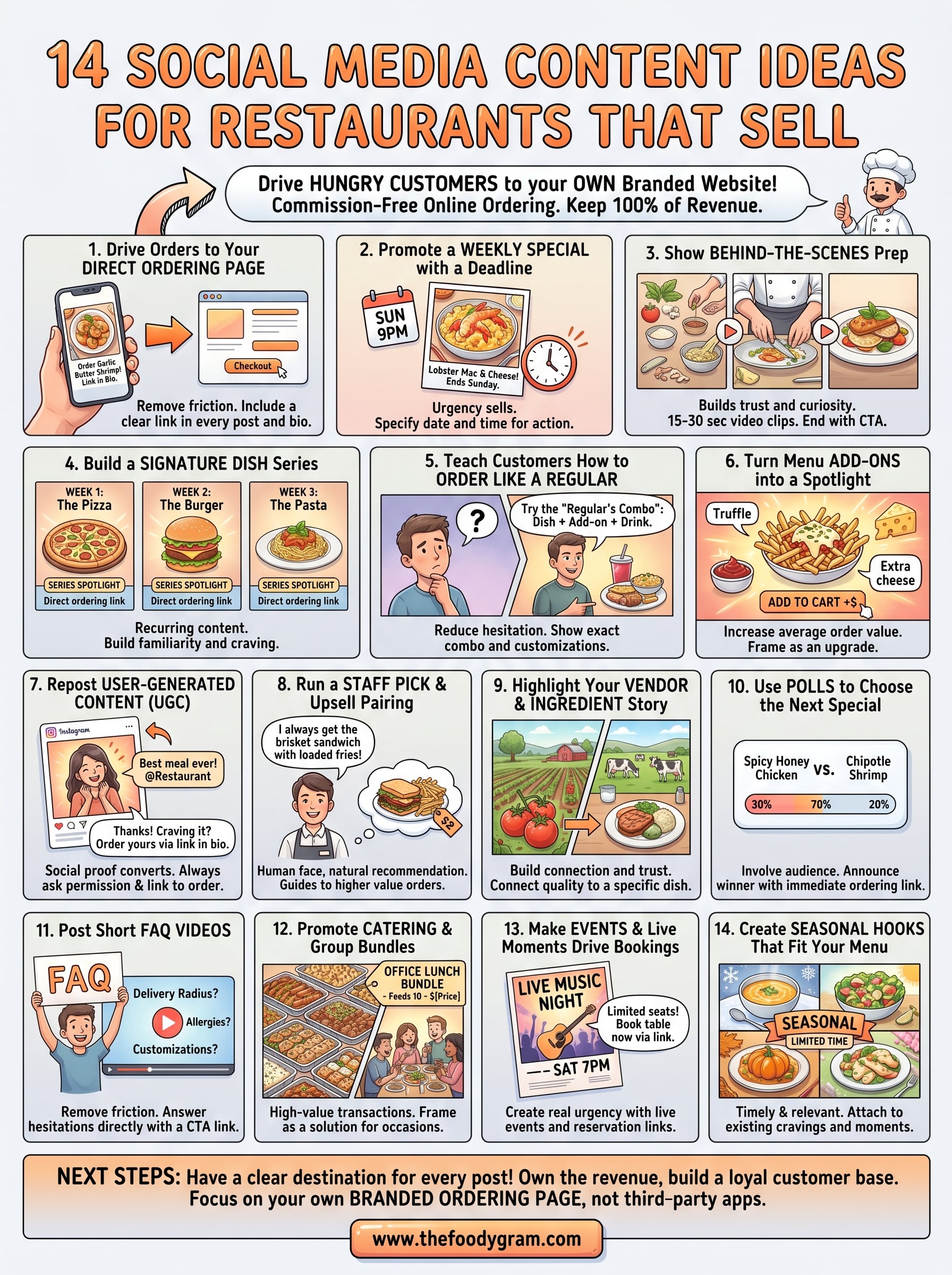 social media content ideas for restaurants infographic