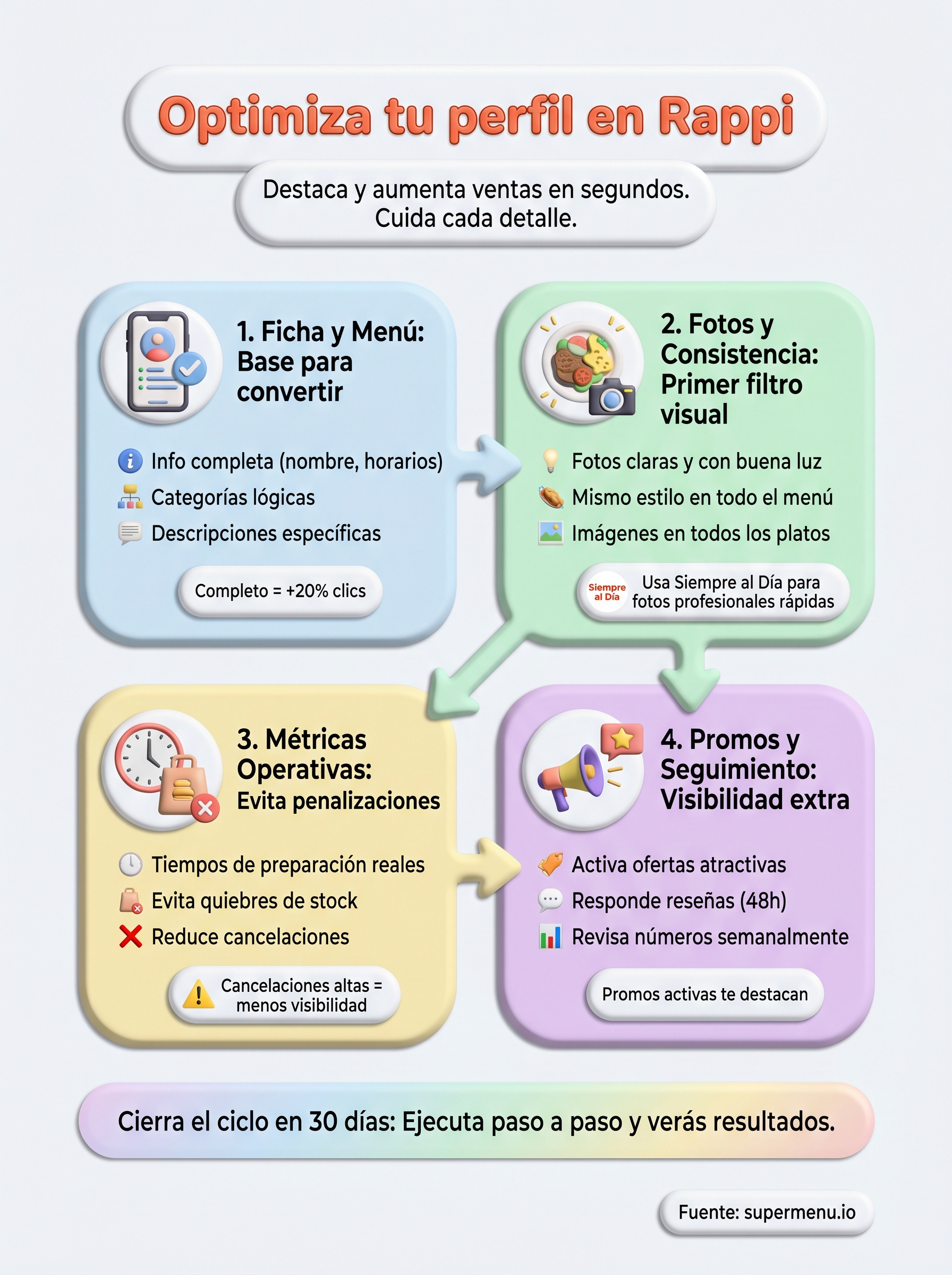 cómo optimizar perfil en rappi infographic