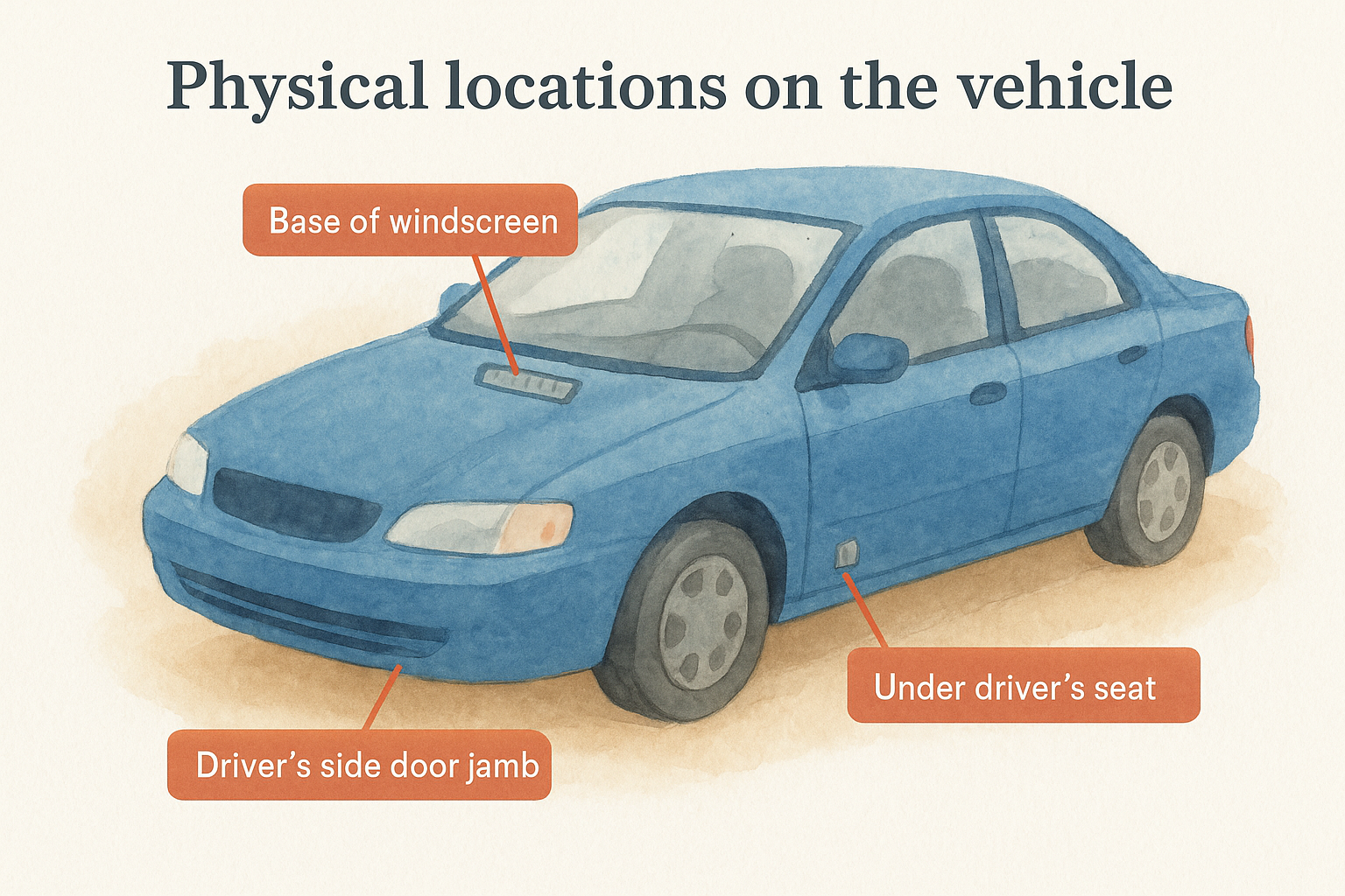 Physical locations on the vehicle