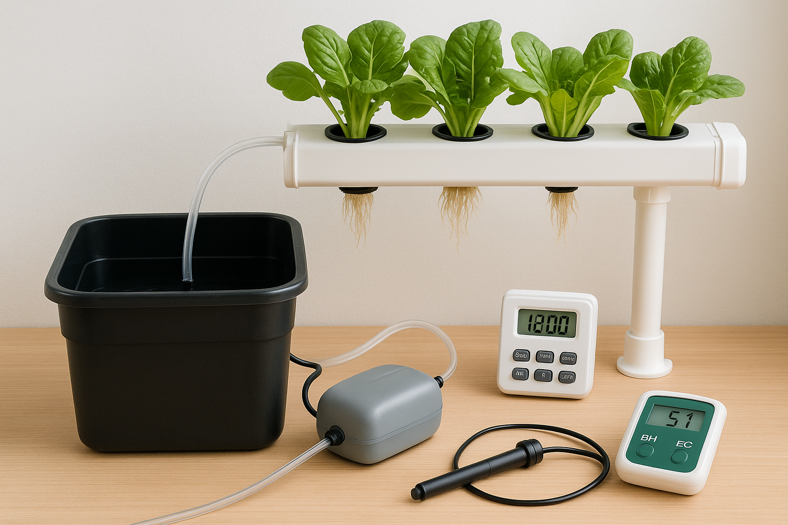 Main parts of a hydroponic setup