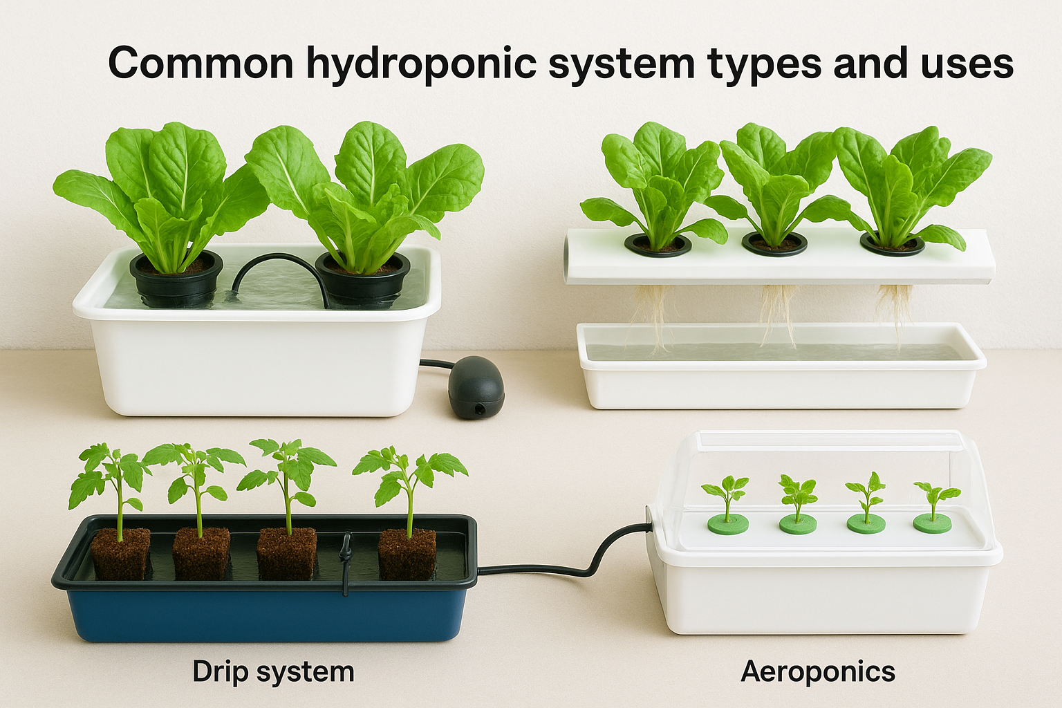 Common hydroponic system types and uses