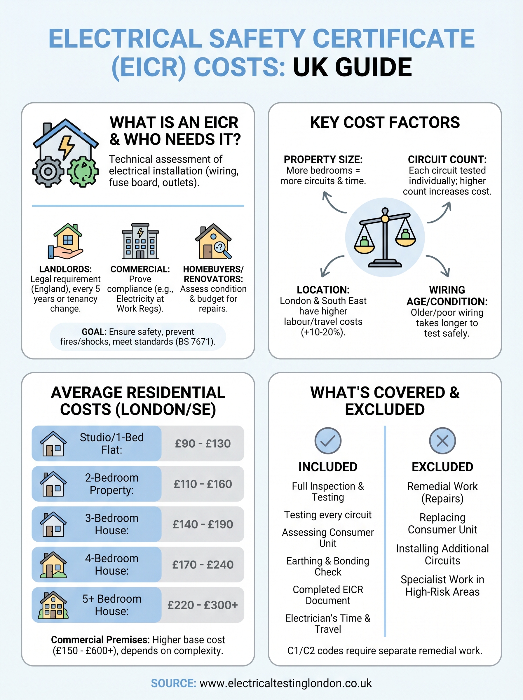 electrical safety certificate cost infographic