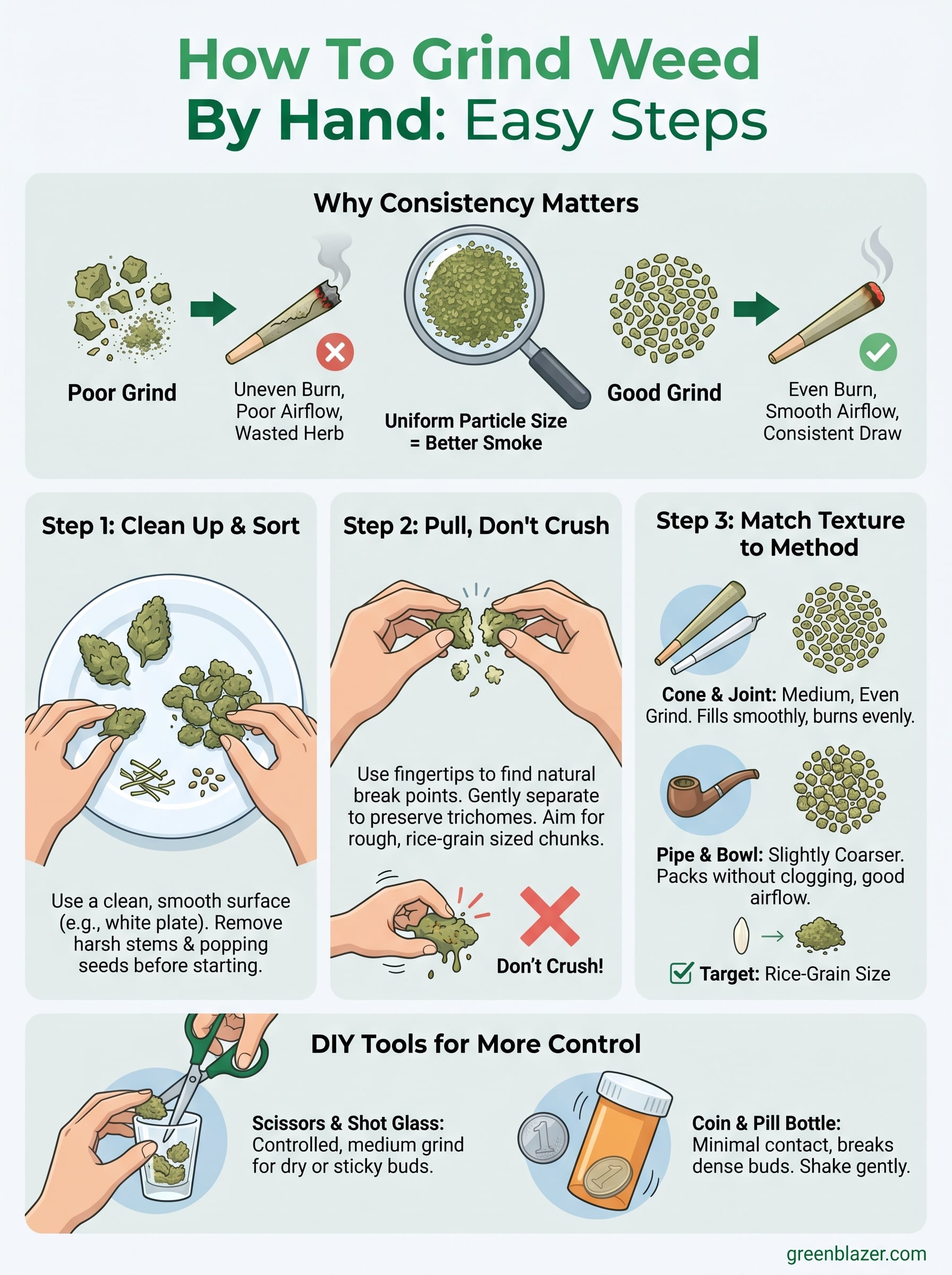 how to grind weed by hand infographic