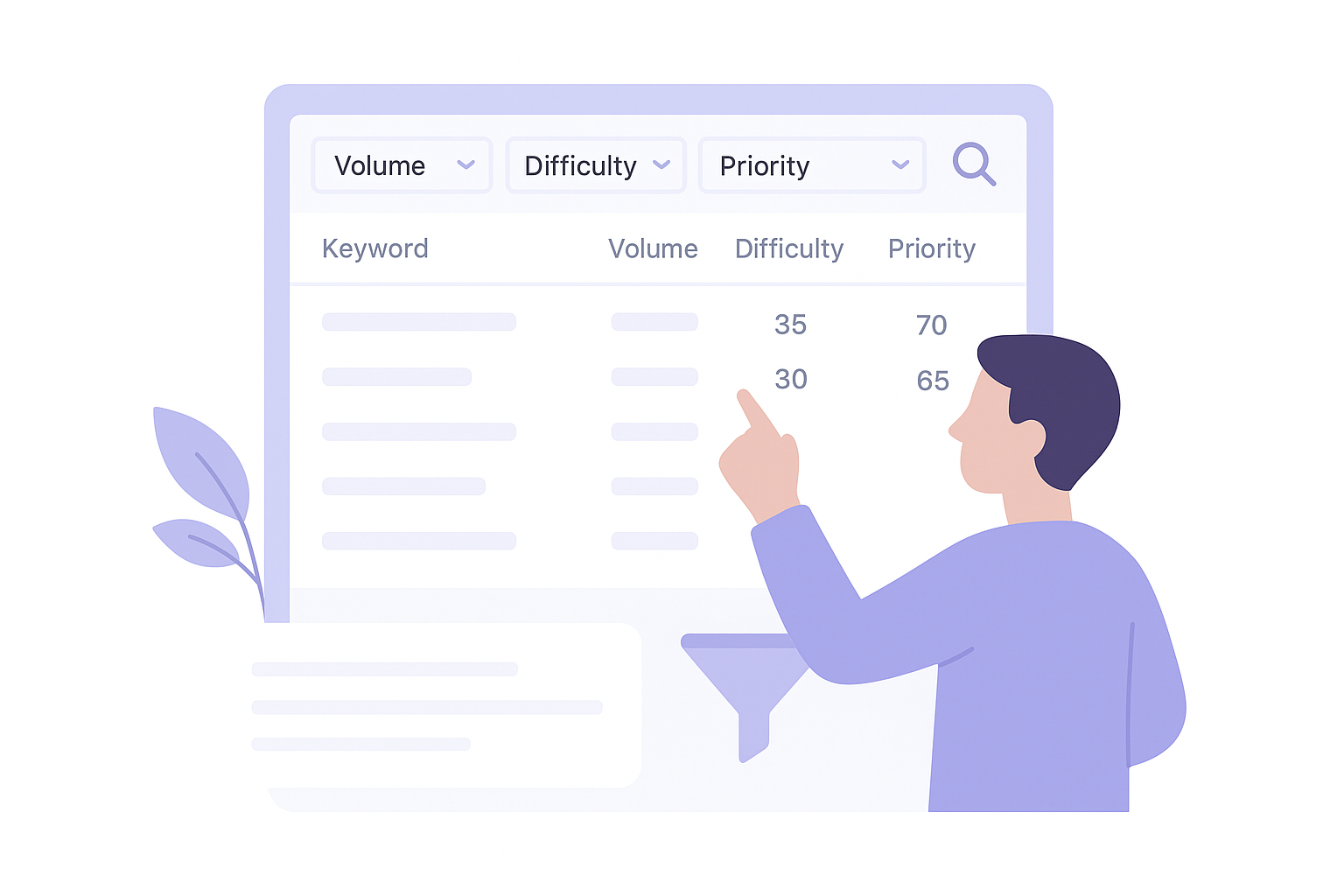 Filter and sort to find patterns