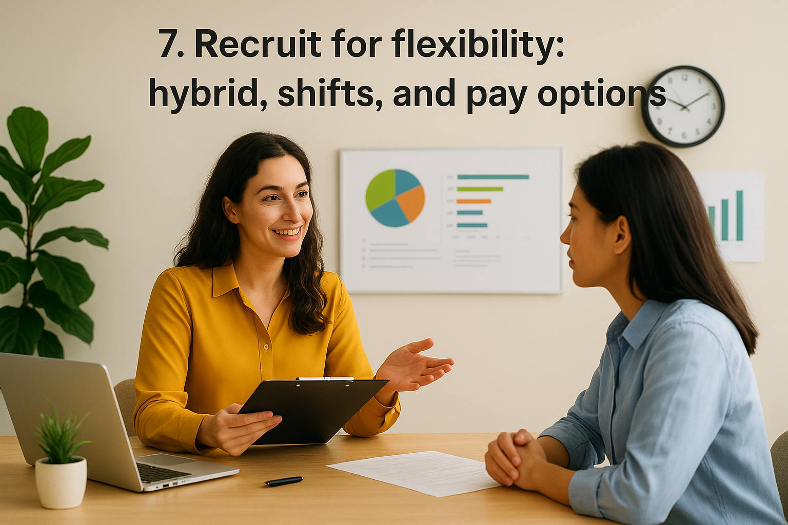 7. Recruit for flexibility: hybrid, shifts, and pay options