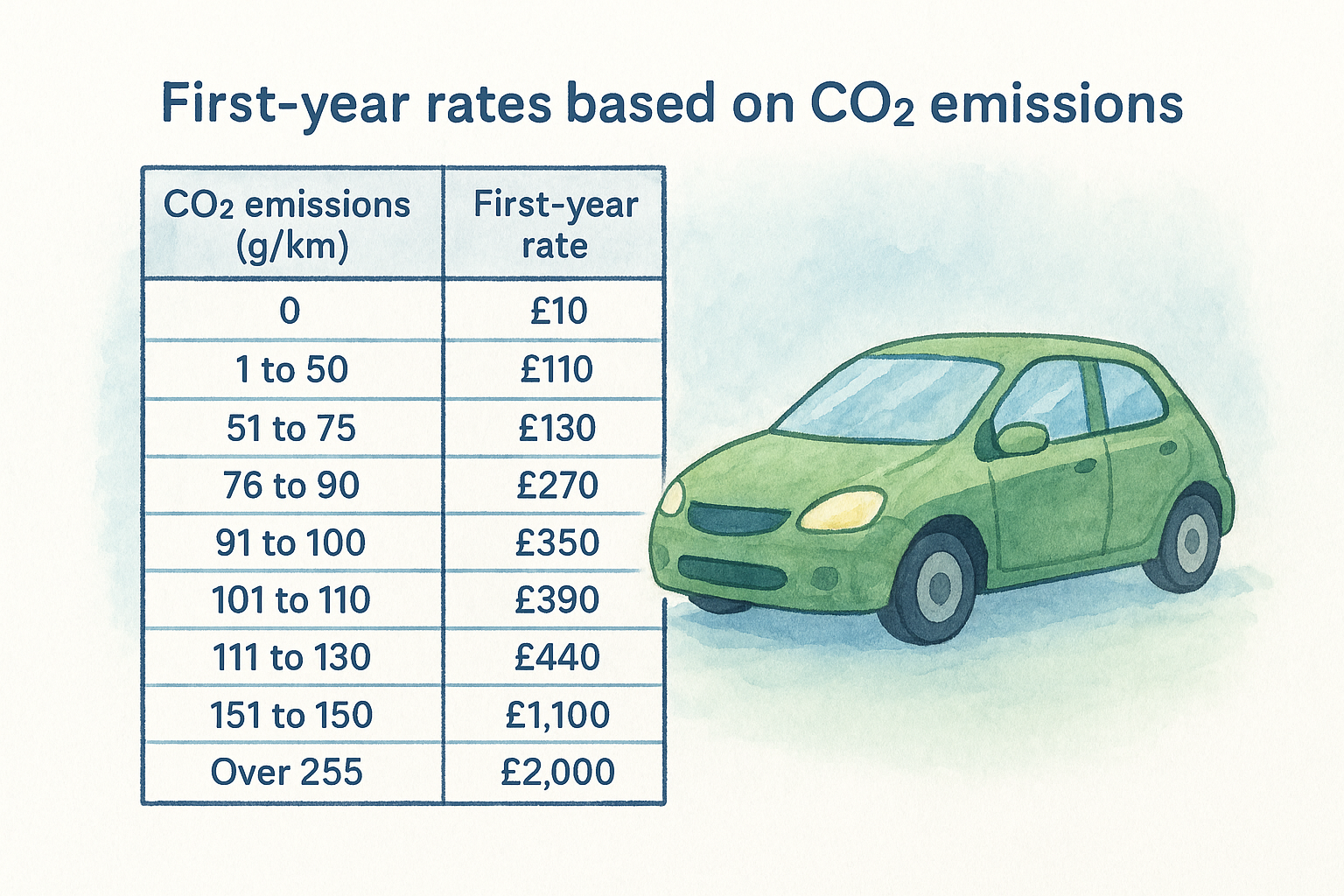 First-year rates based on CO2 emissions