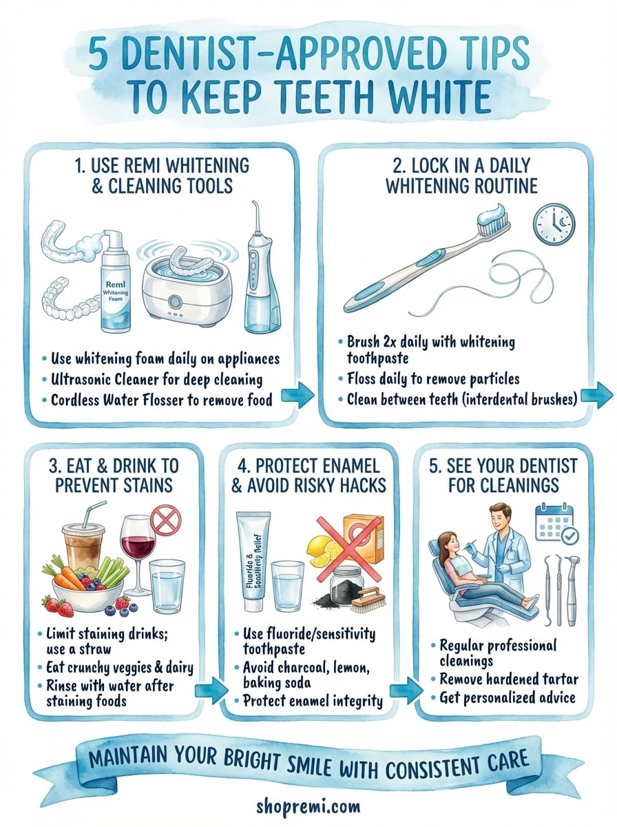 how to keep teeth white infographic