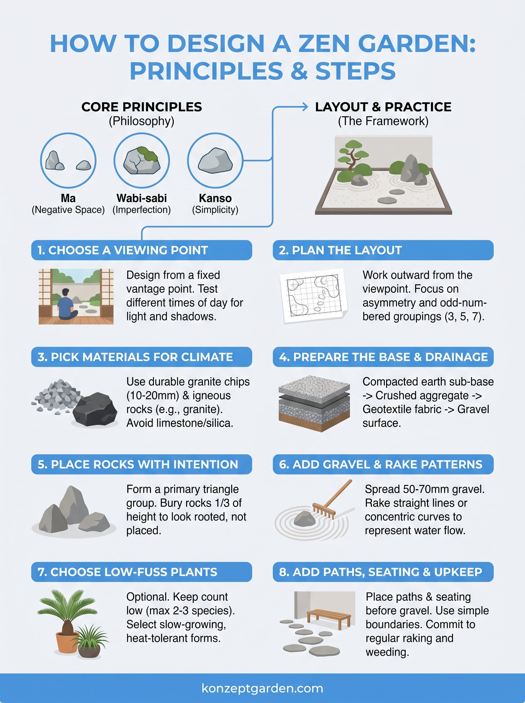 how to design a zen garden infographic