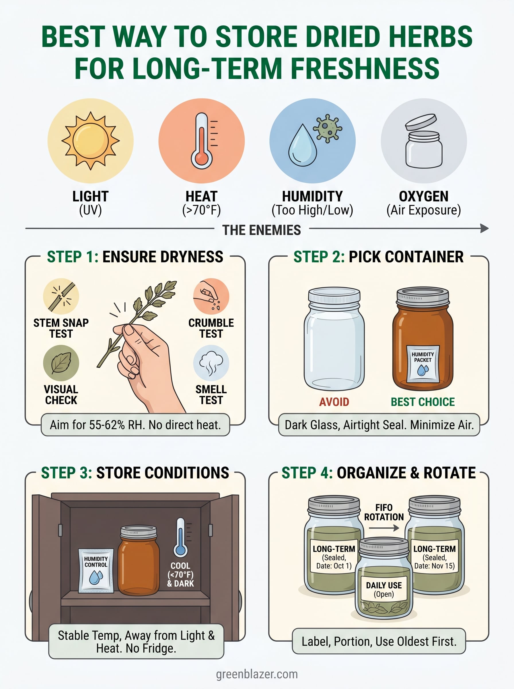best way to store dried herbs infographic