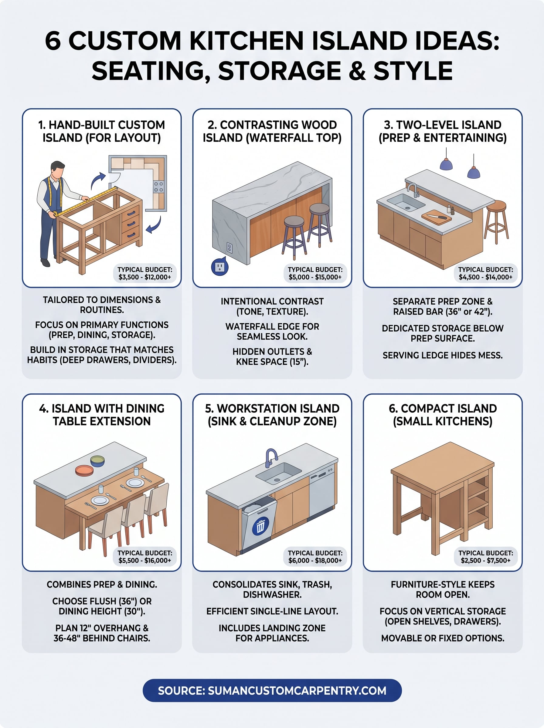 custom kitchen island ideas infographic