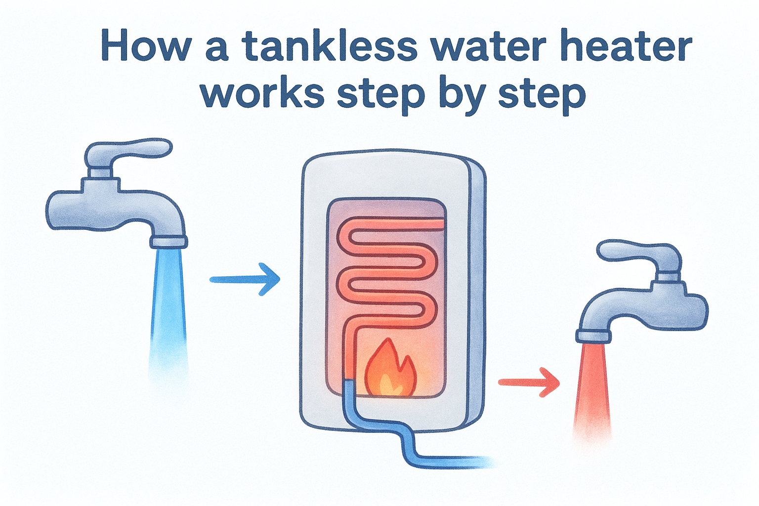 How a tankless water heater works step by step
