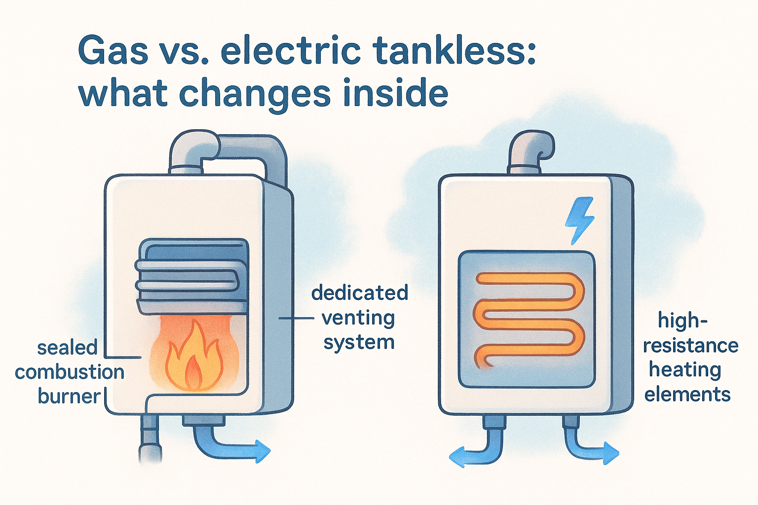 Gas vs. electric tankless: what changes inside