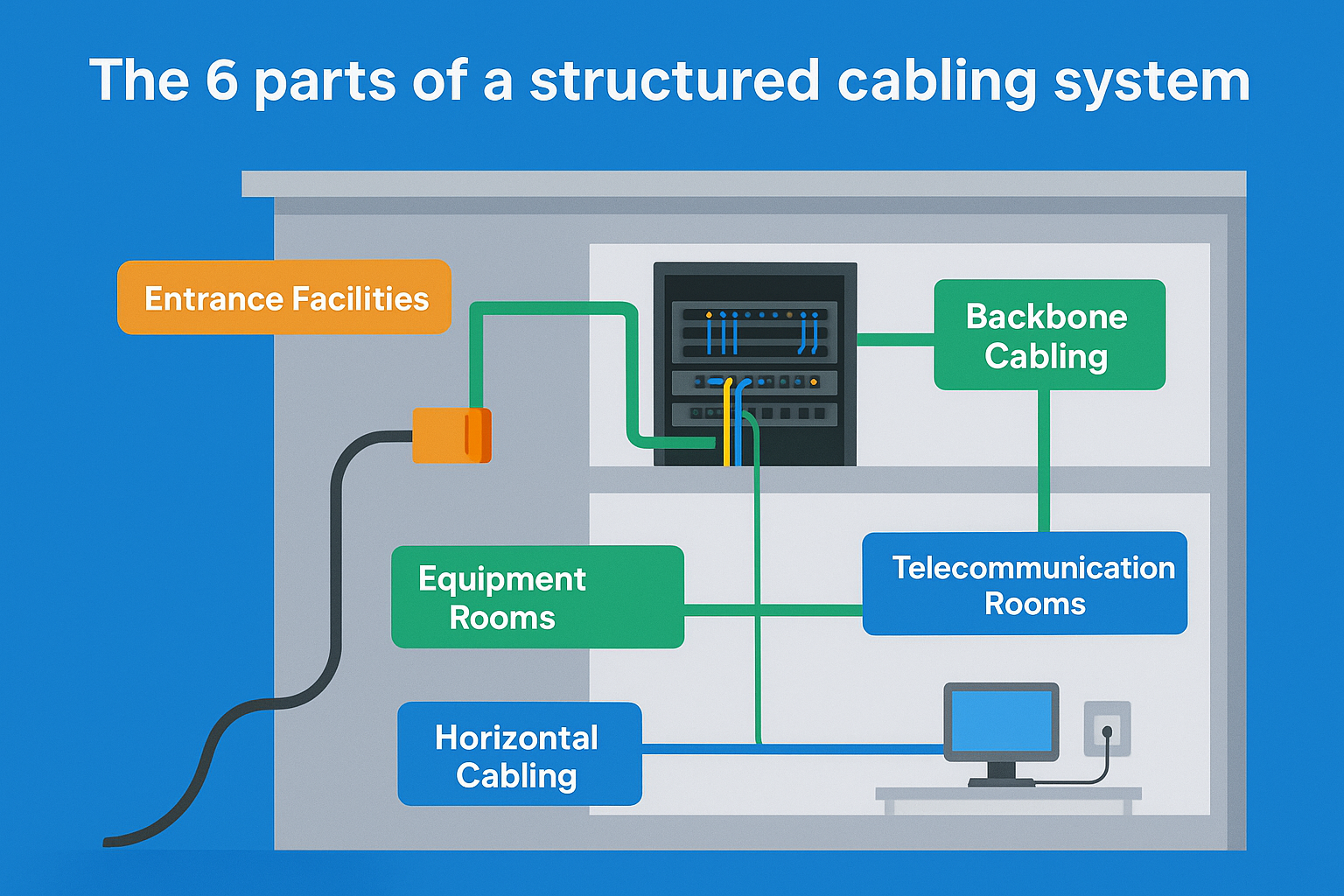 The 6 parts of a structured cabling system