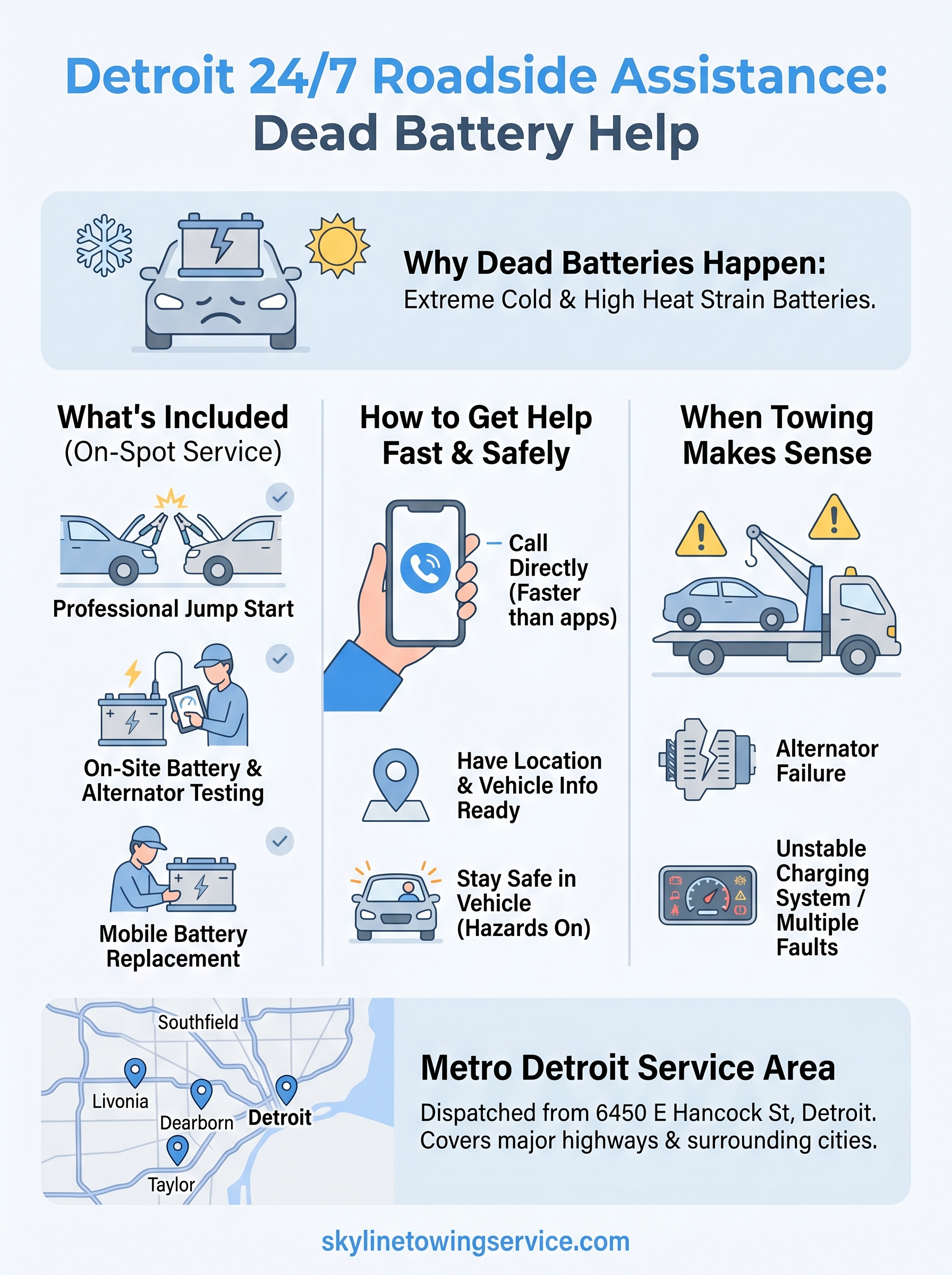 roadside assistance for dead battery infographic