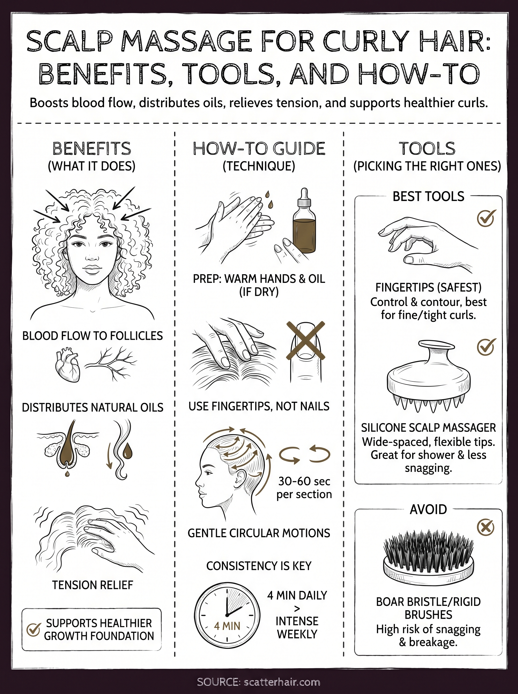 scalp massage for curly hair infographic