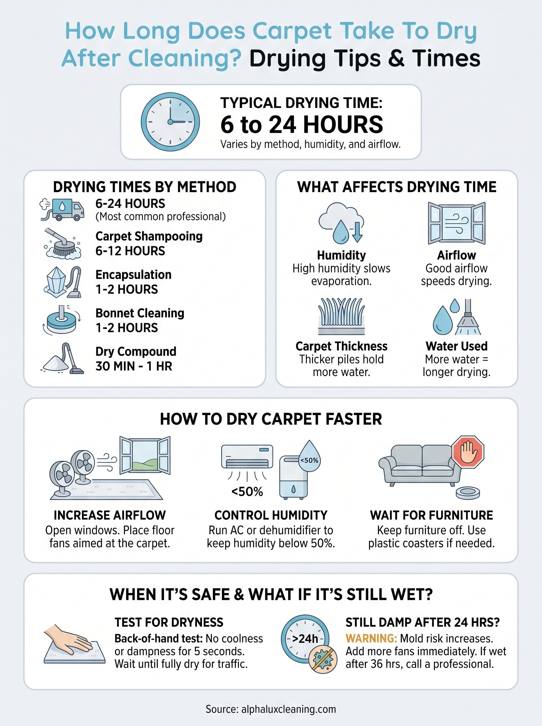 how long does carpet take to dry after cleaning infographic