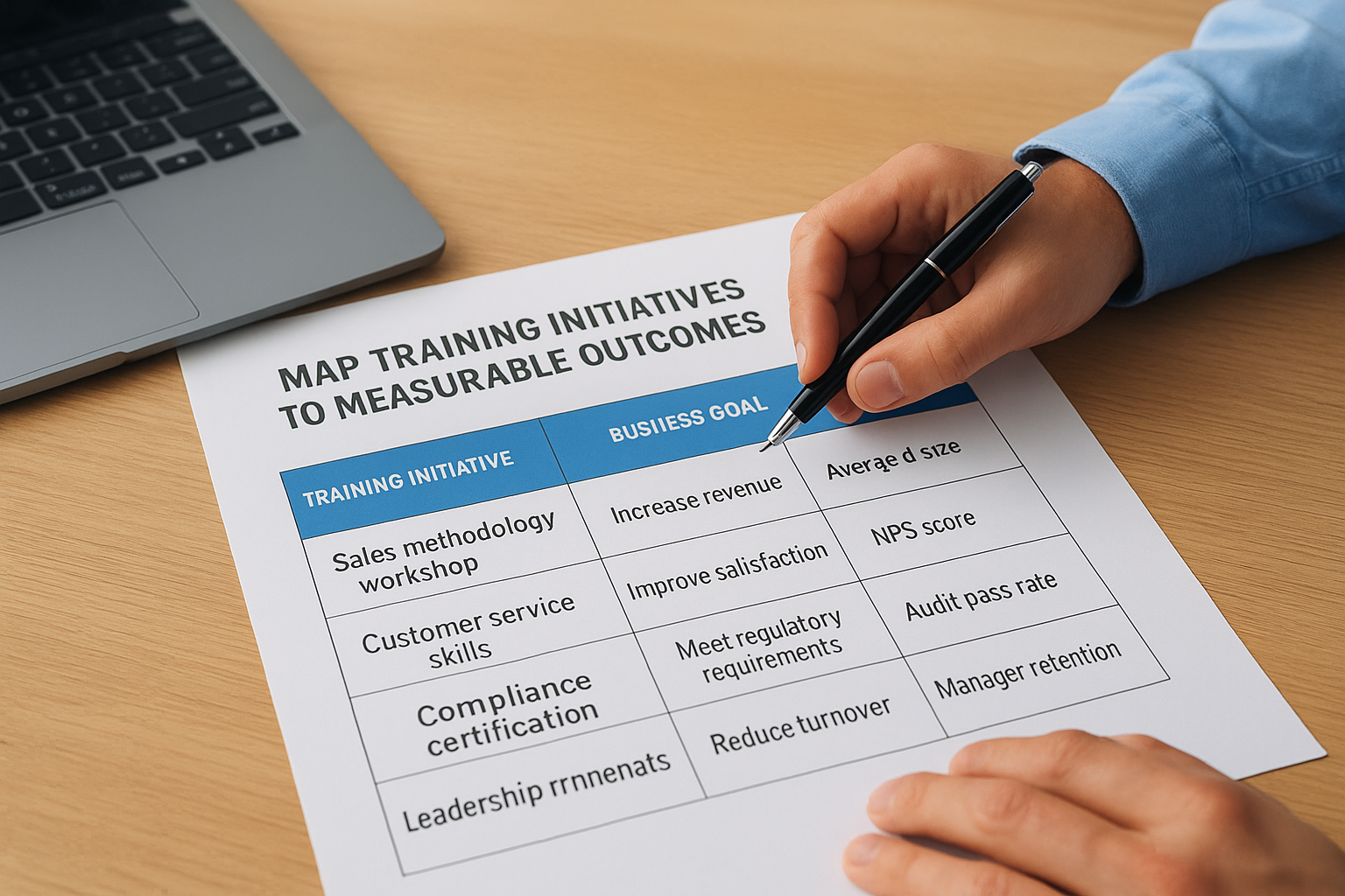 Map training initiatives to measurable outcomes