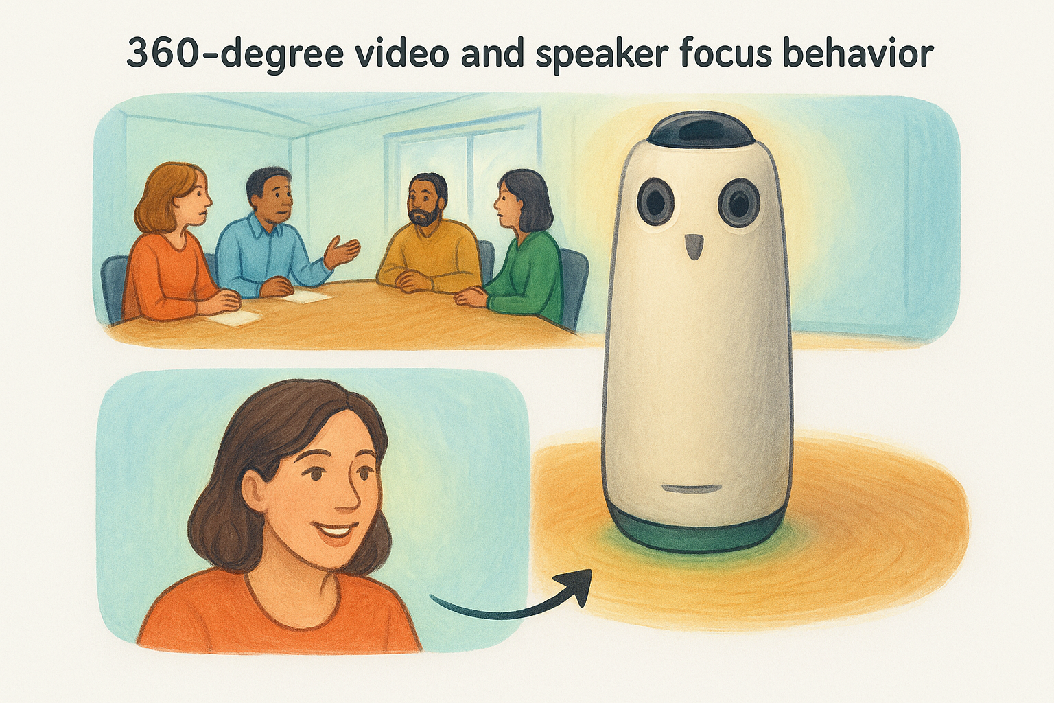 360-degree video and speaker focus behavior