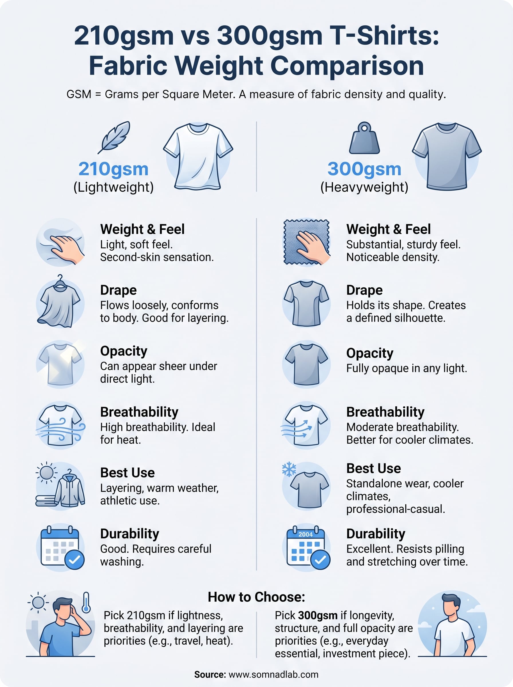 210gsm vs 300gsm t shirt infographic