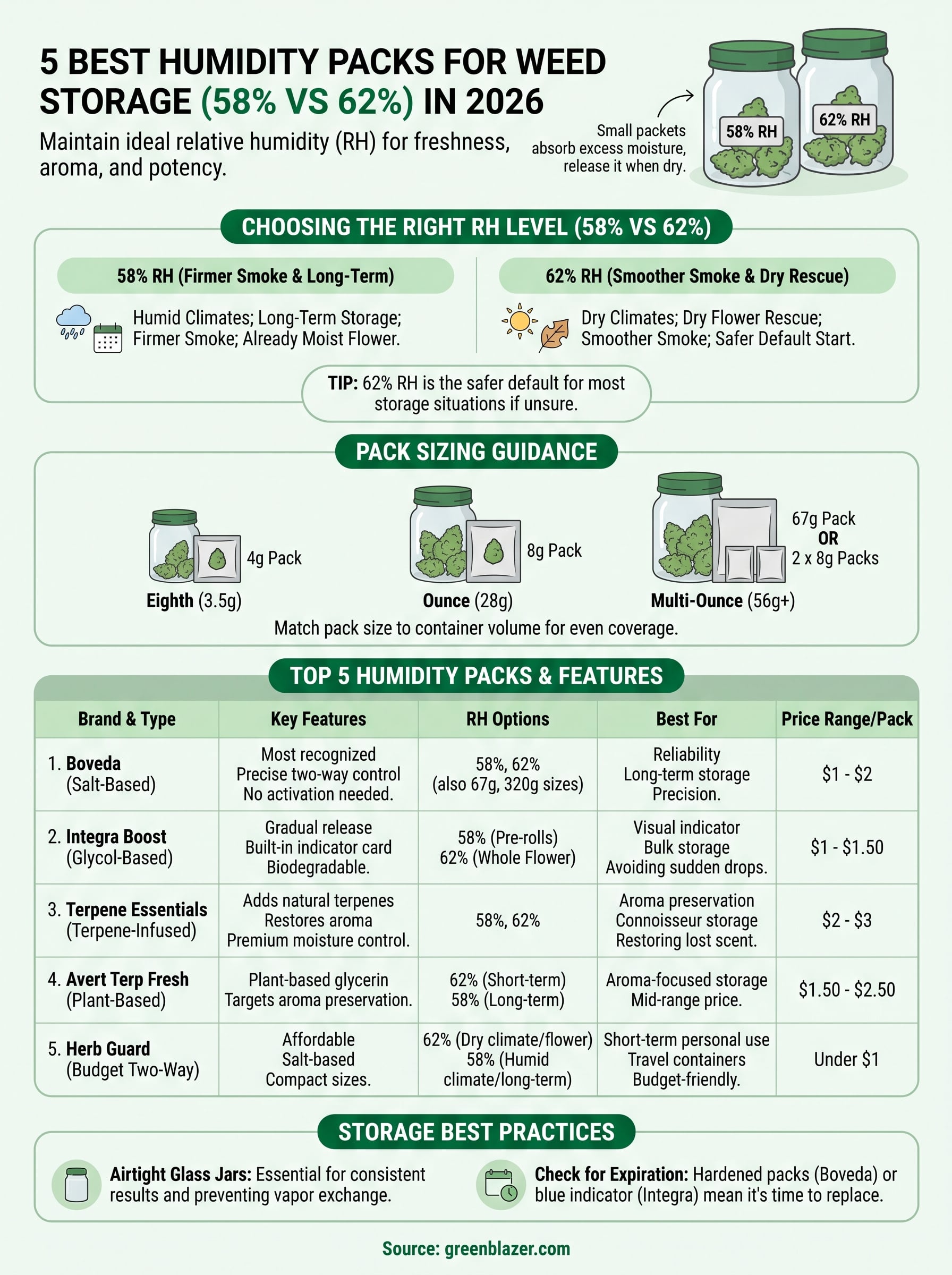 best humidity packs for weed storage infographic