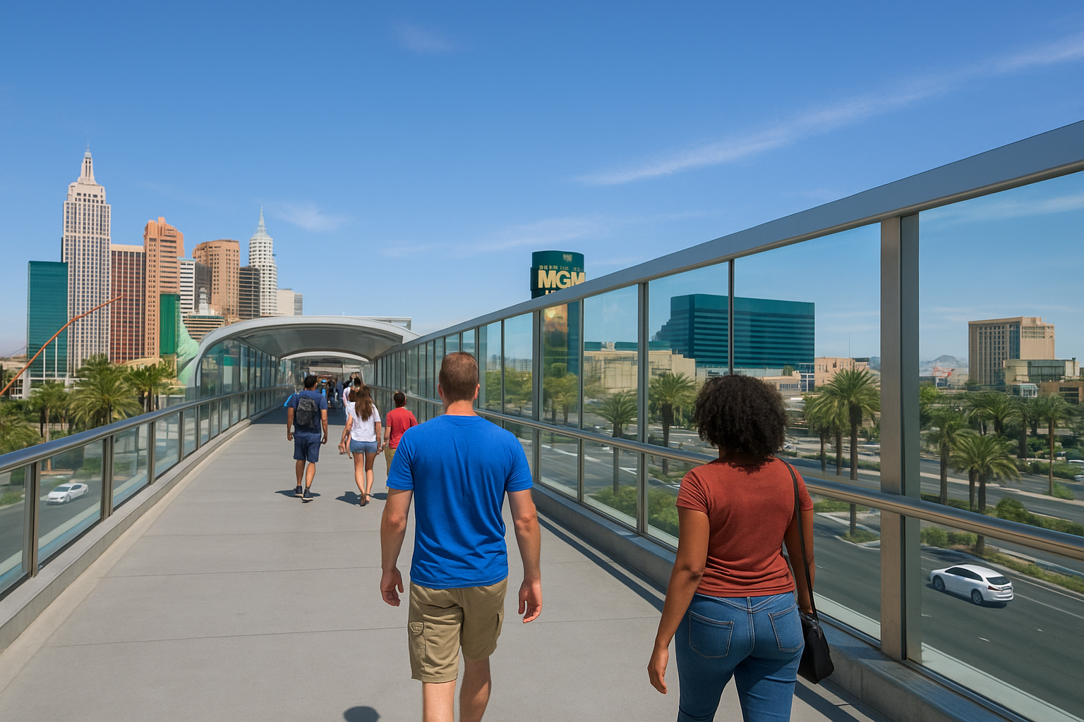 Use the sky bridges
