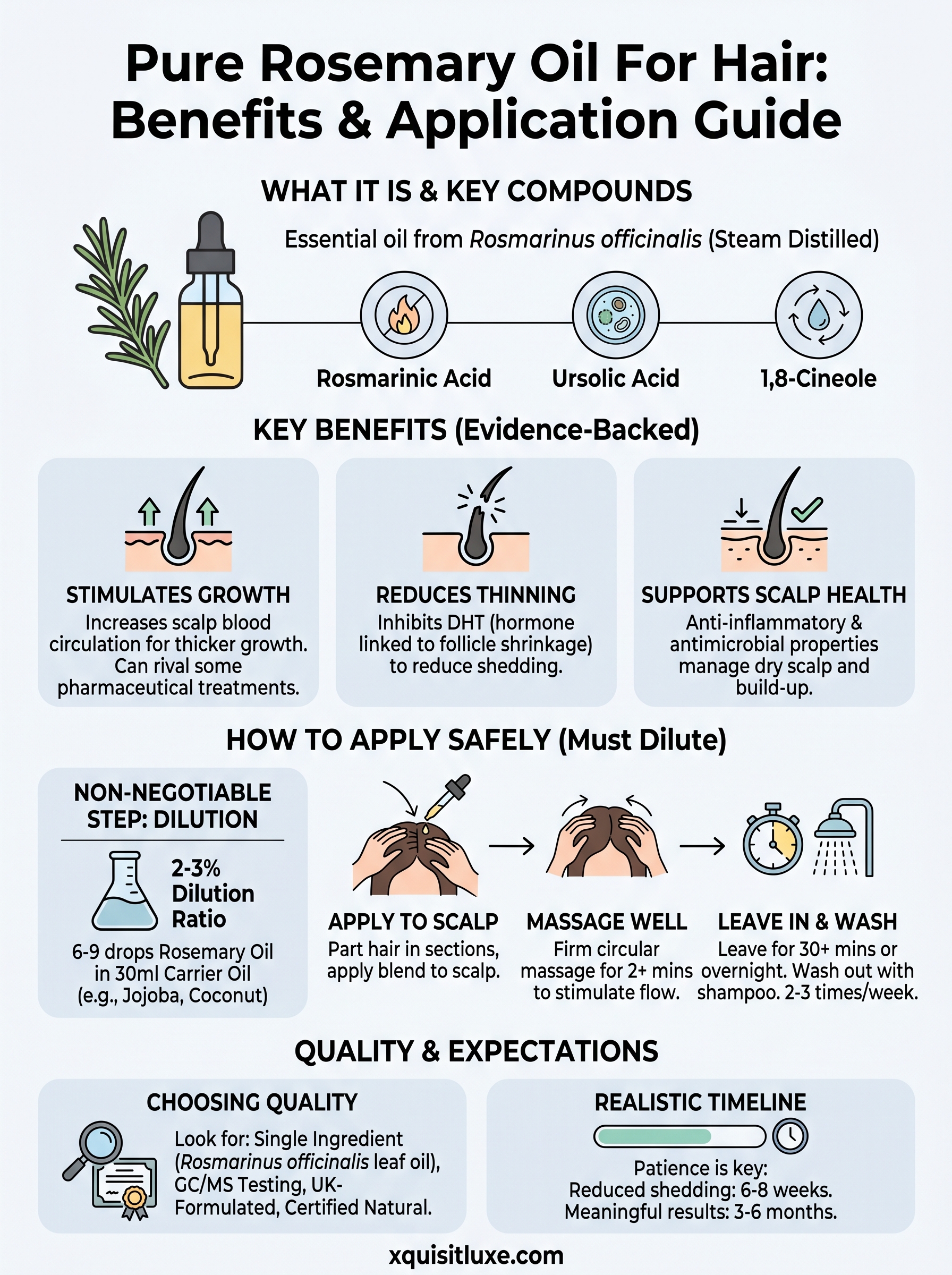 pure rosemary oil for hair infographic