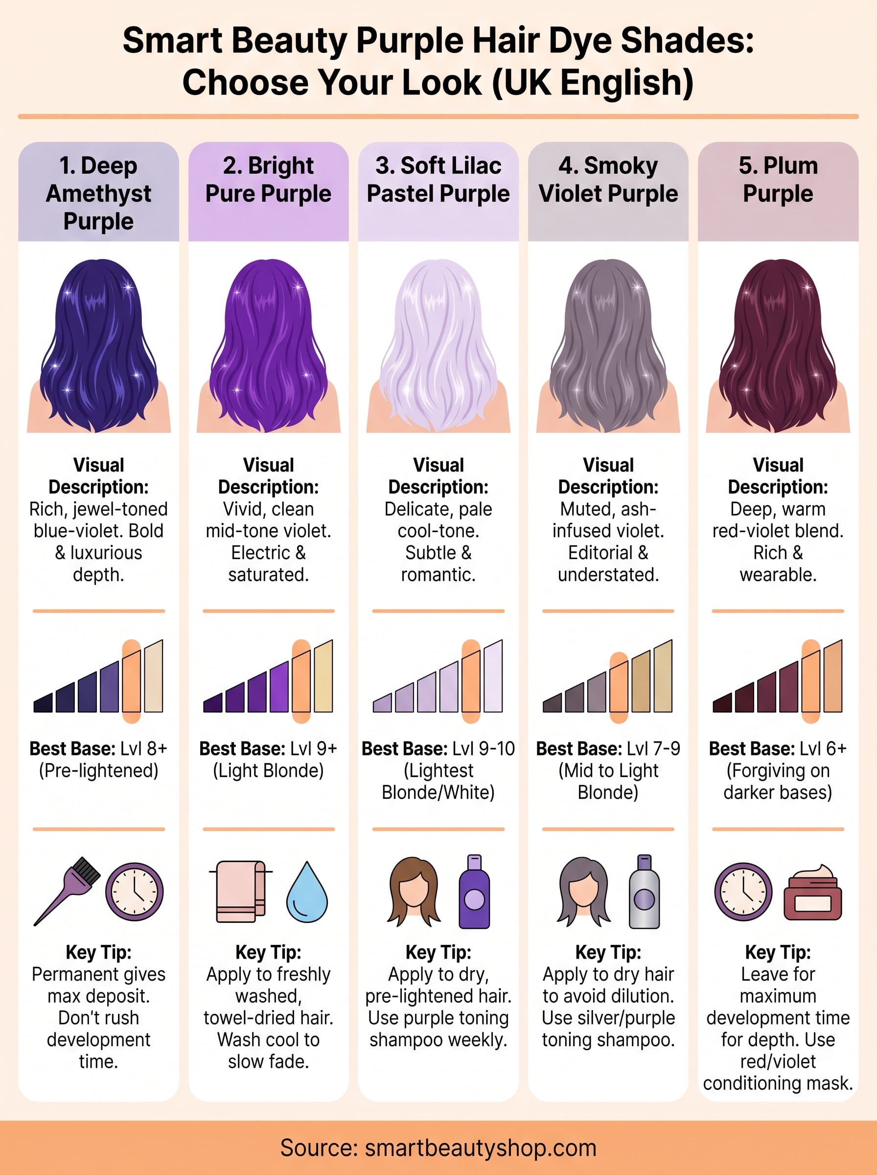 smart beauty purple hair dye infographic