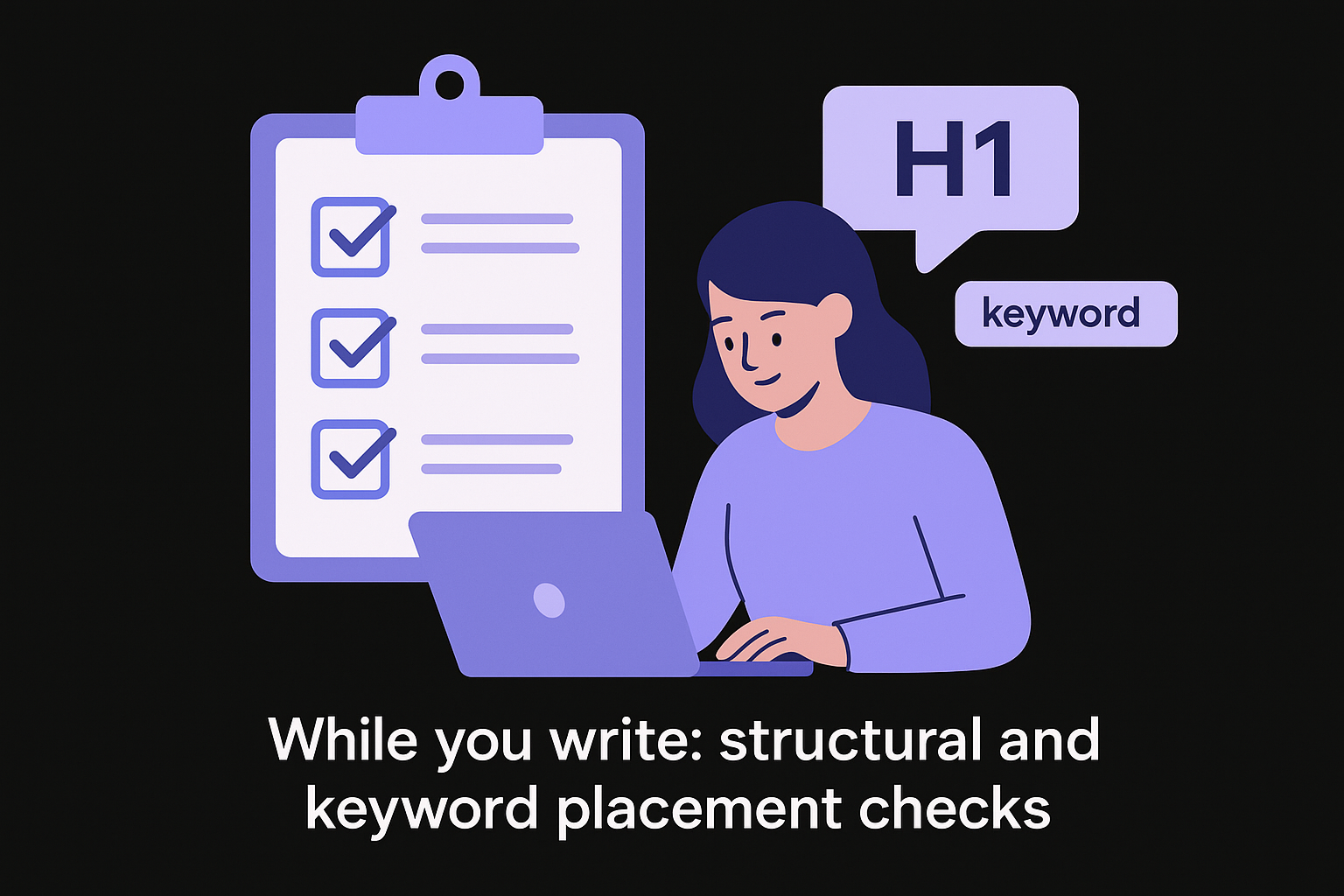 While you write: structural and keyword placement checks