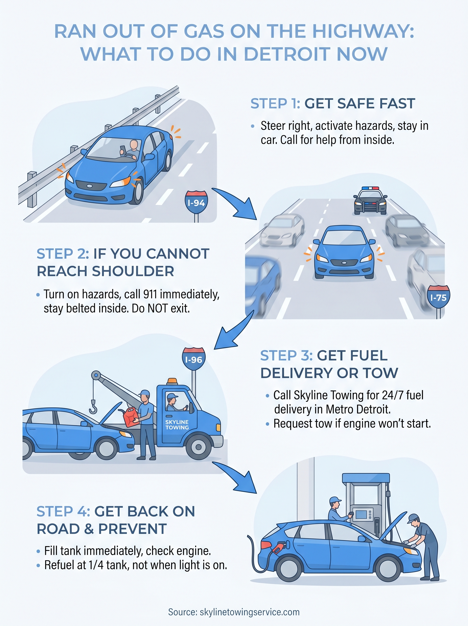 ran out of gas on the highway infographic