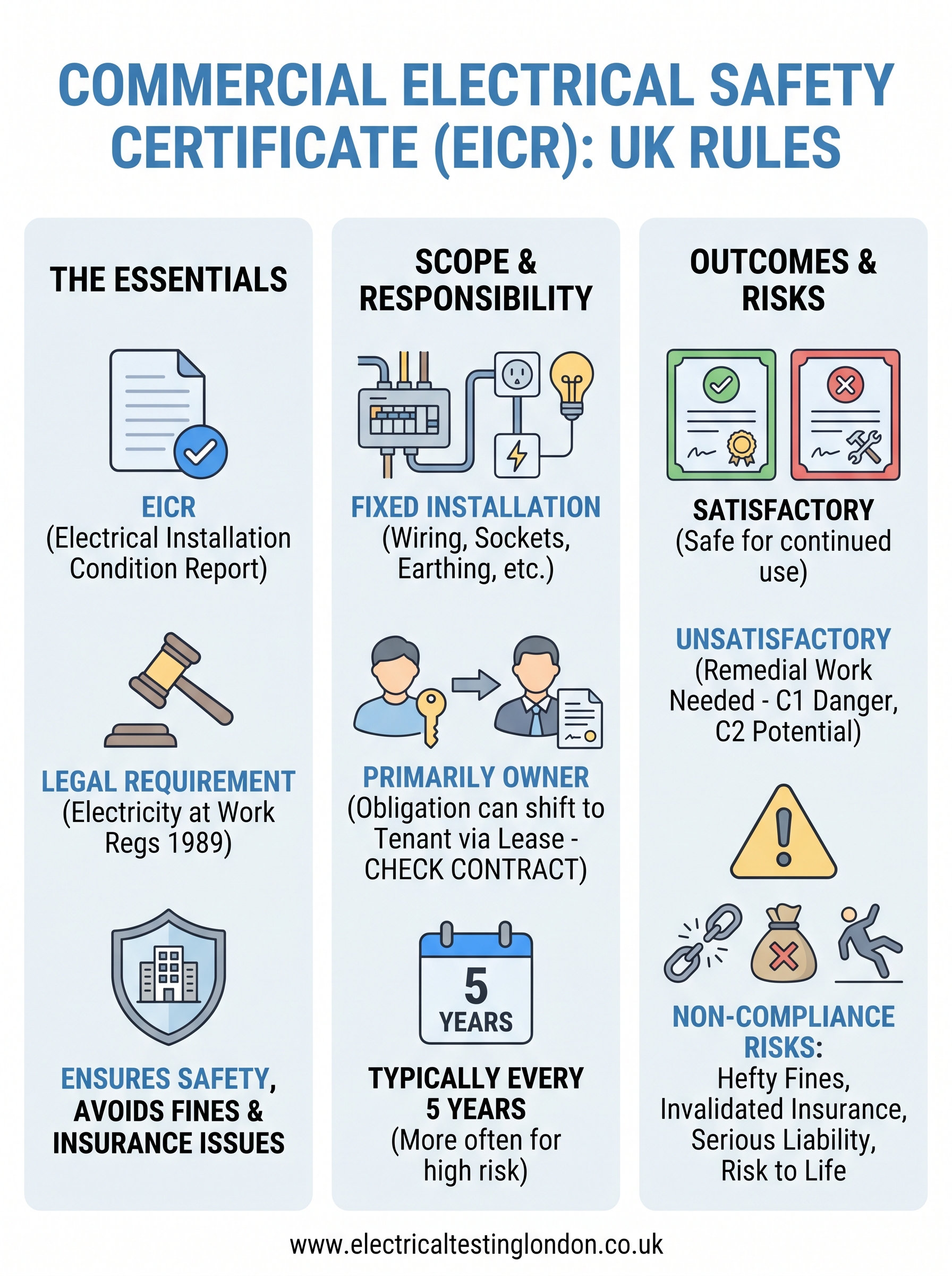 electrical safety certificate commercial property infographic