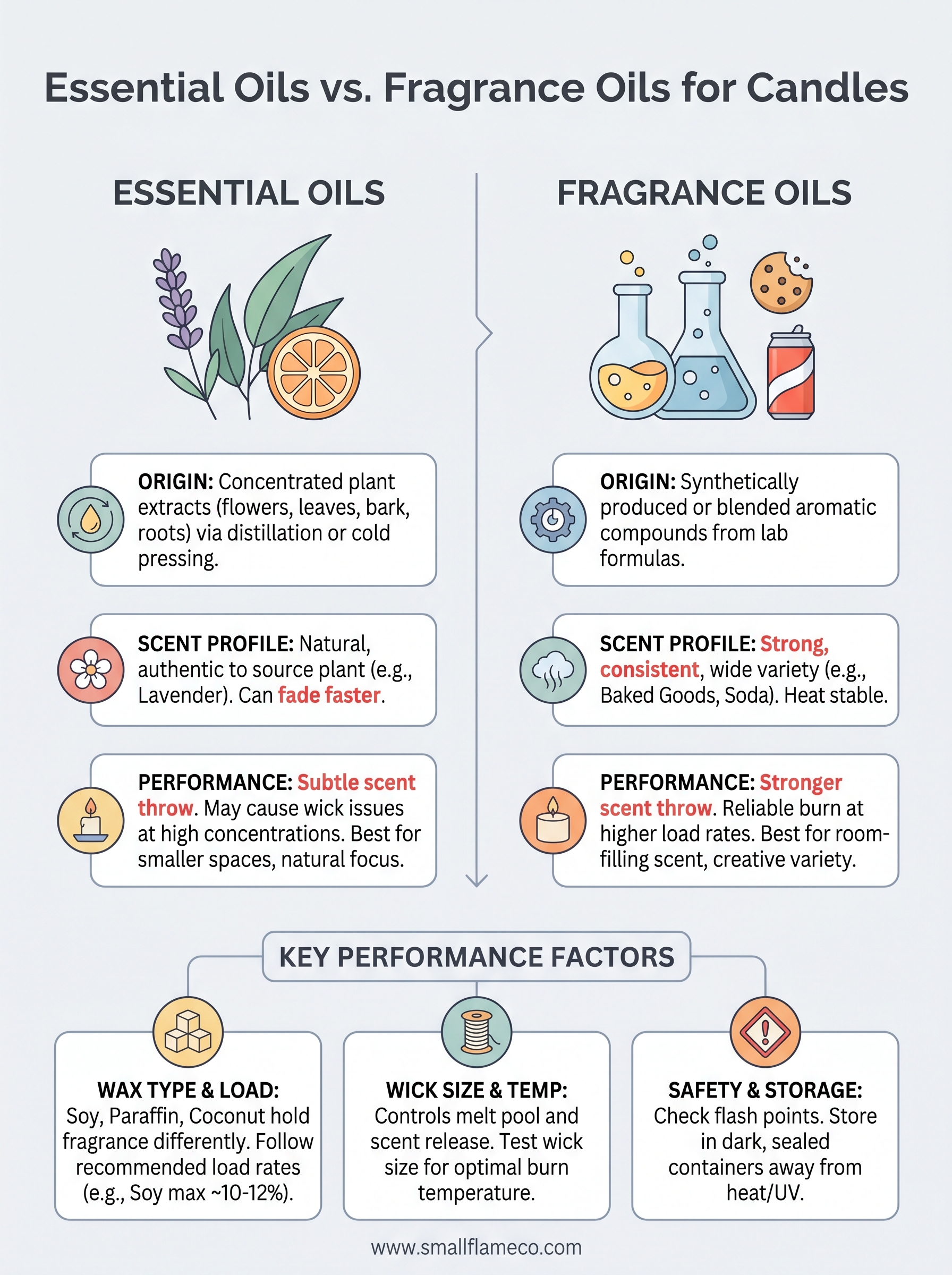 essential oils vs fragrance oils for candles infographic