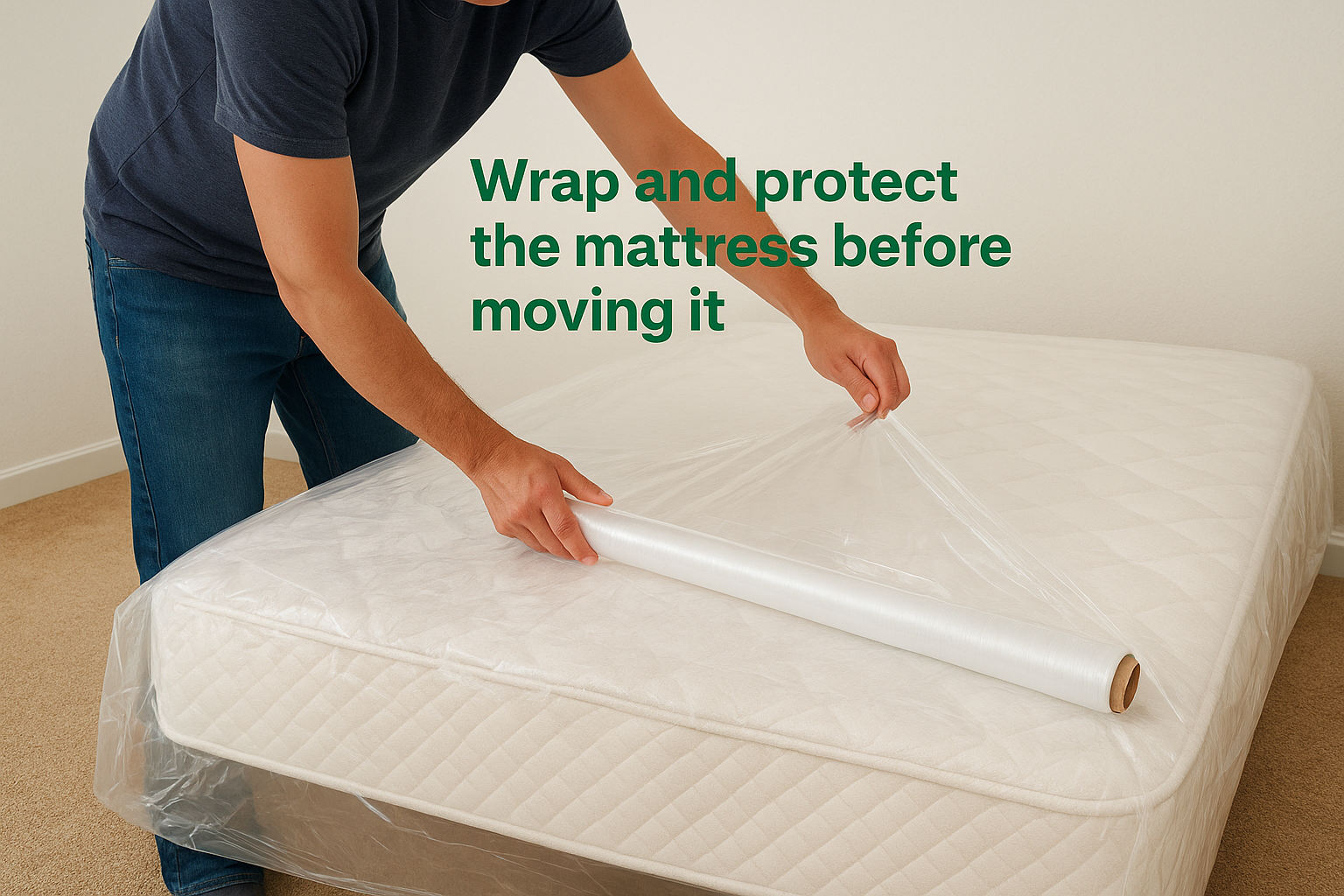 Wrap and protect the mattress before moving it
