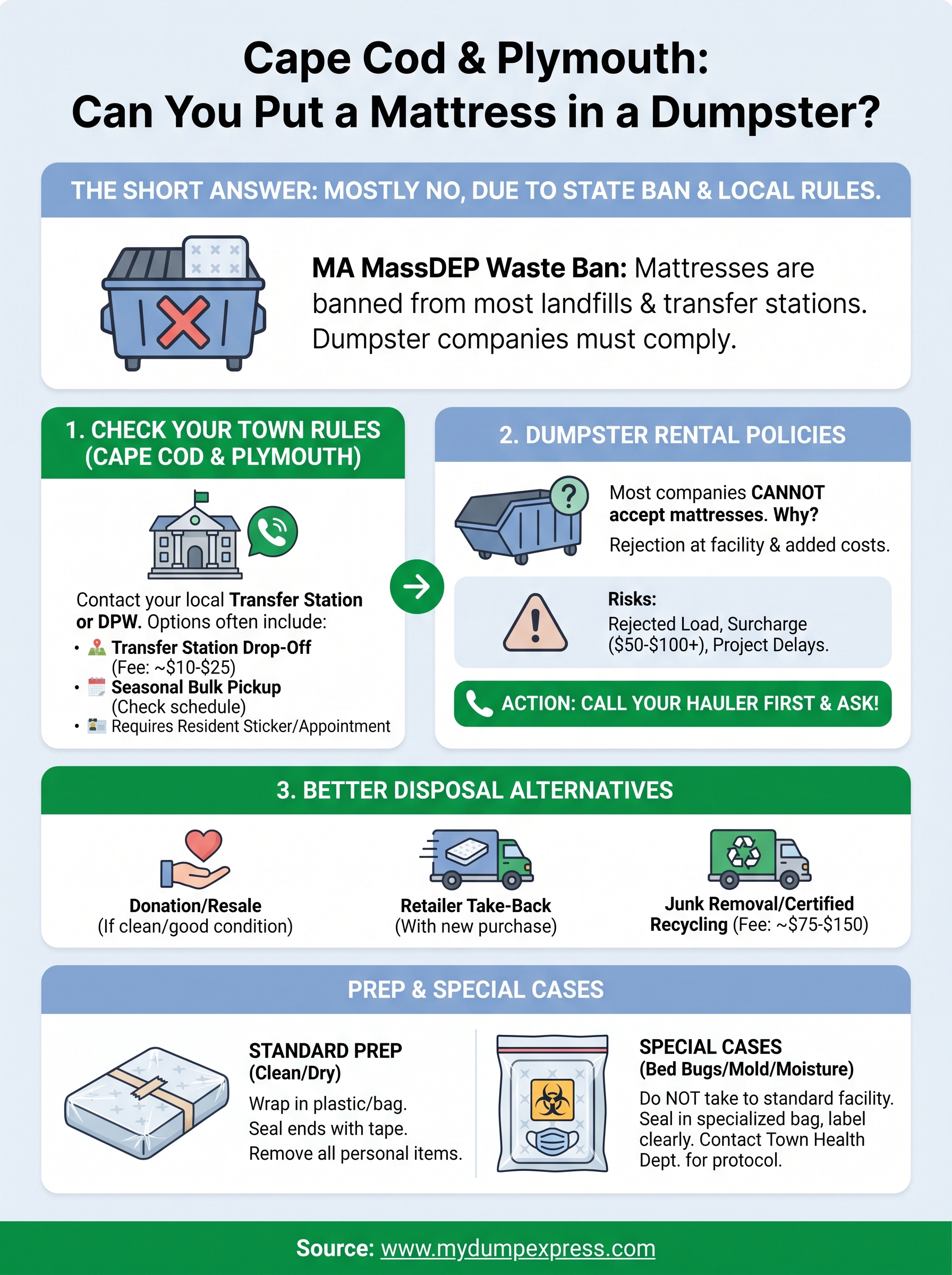 can you put a mattress in a dumpster infographic