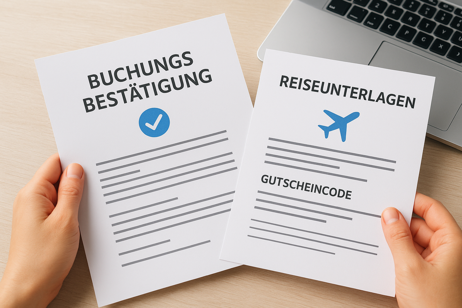 Buchungsbestätigung und Reiseunterlagen prüfen