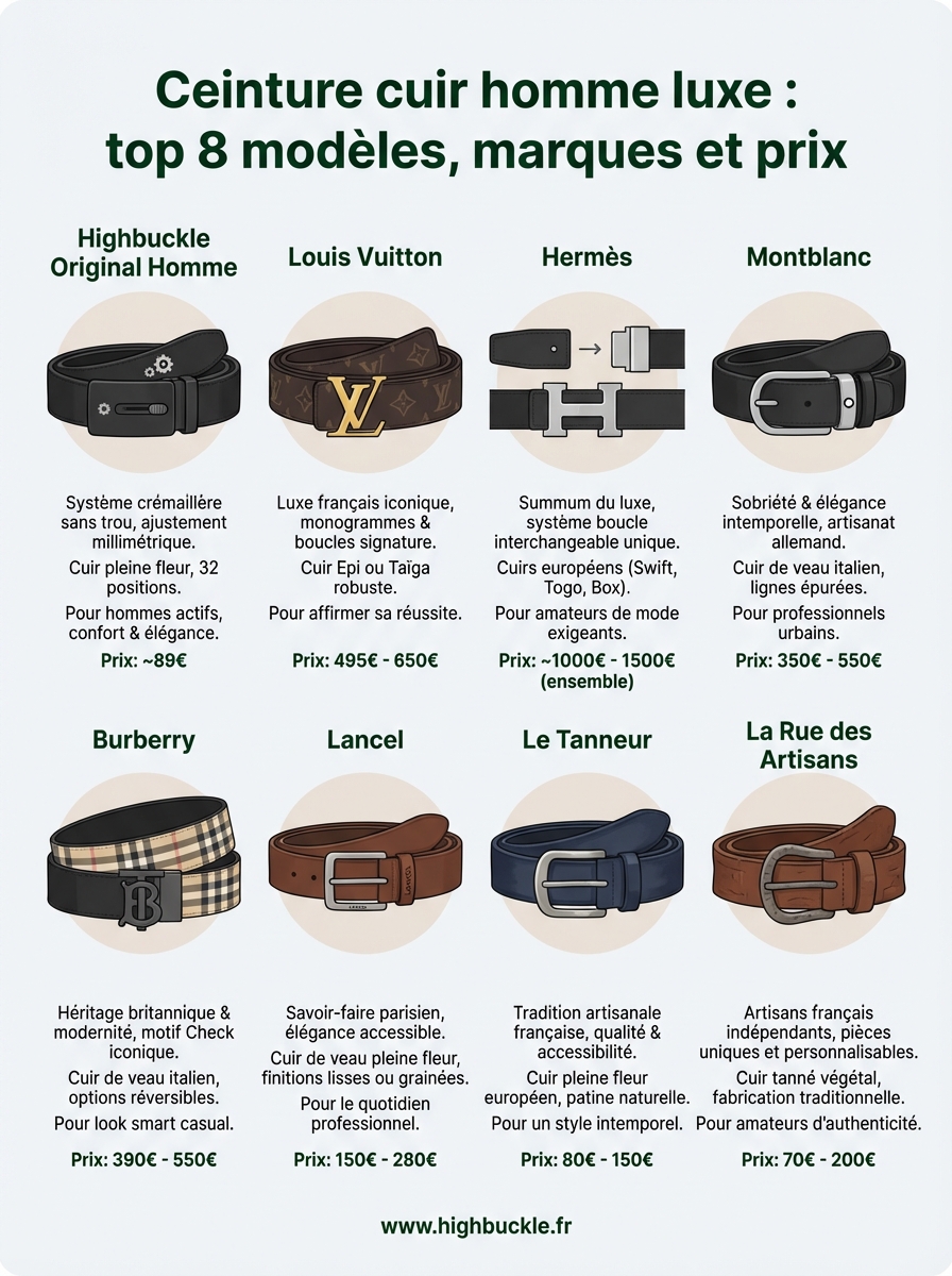 ceinture cuir homme luxe infographic