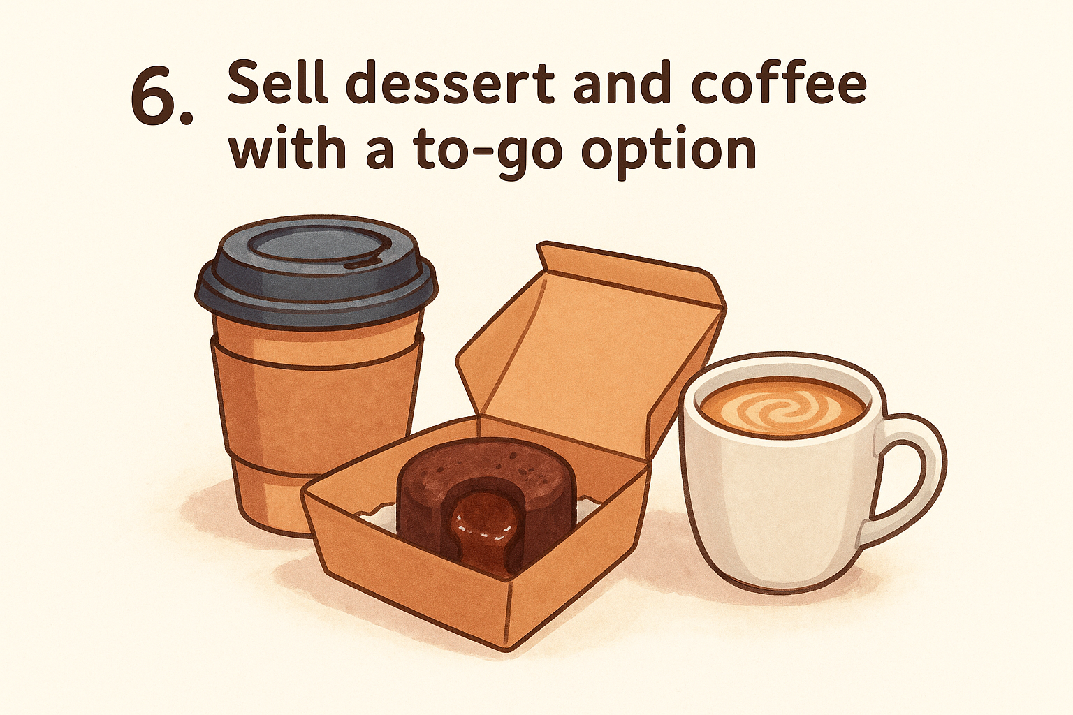 6. Sell dessert and coffee with a to-go option