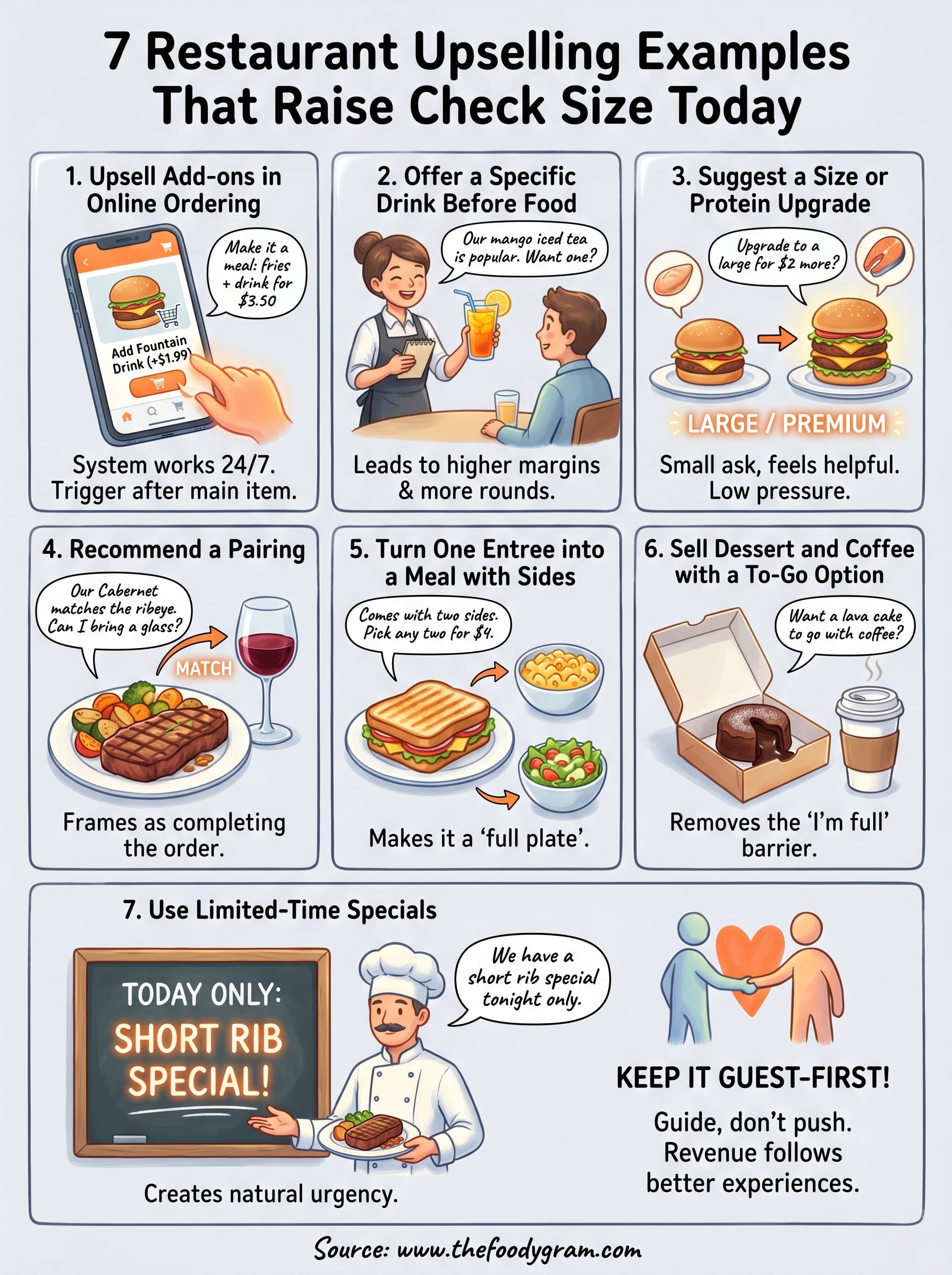 restaurant upselling examples infographic