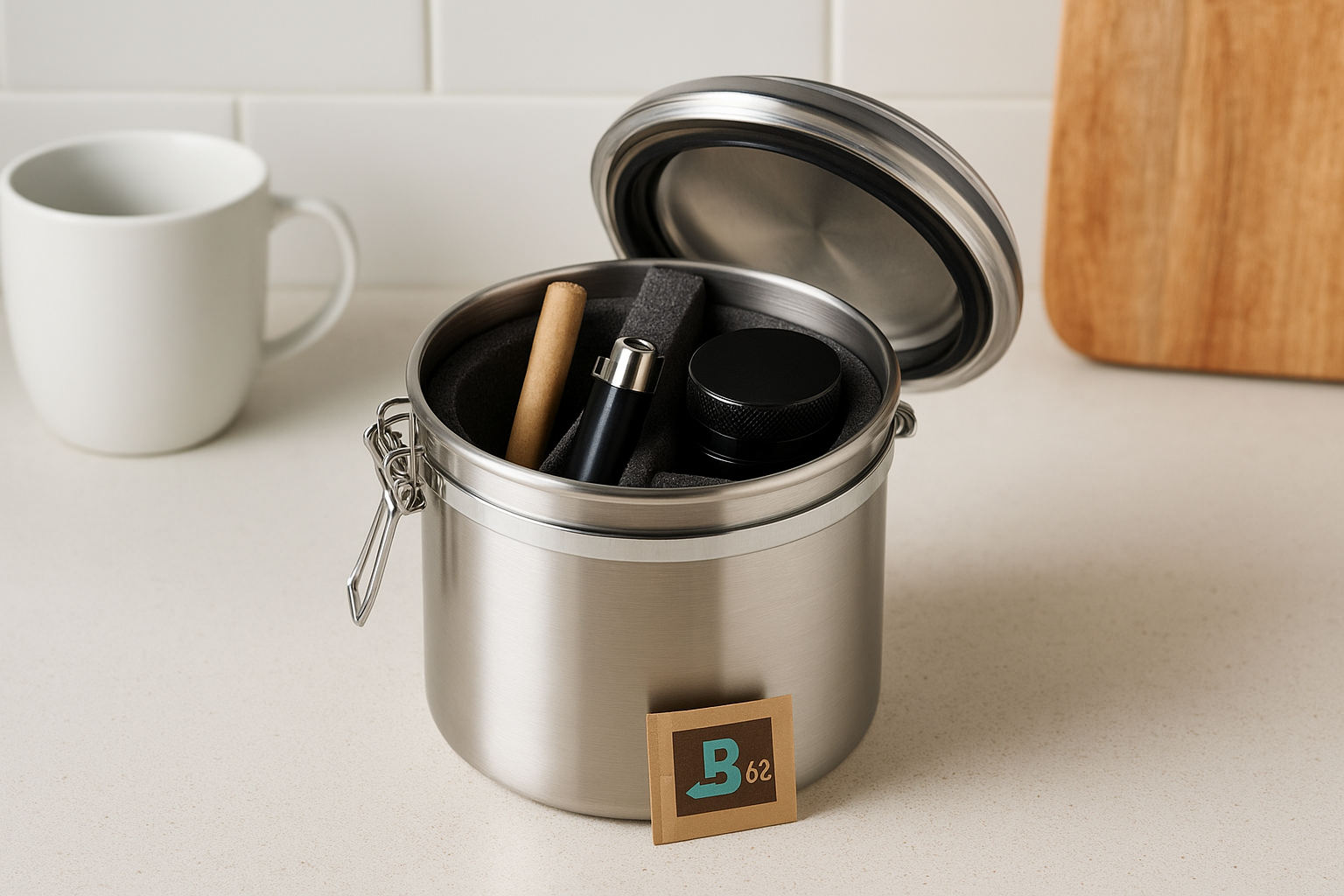 8. Kitchen coffee canister stash