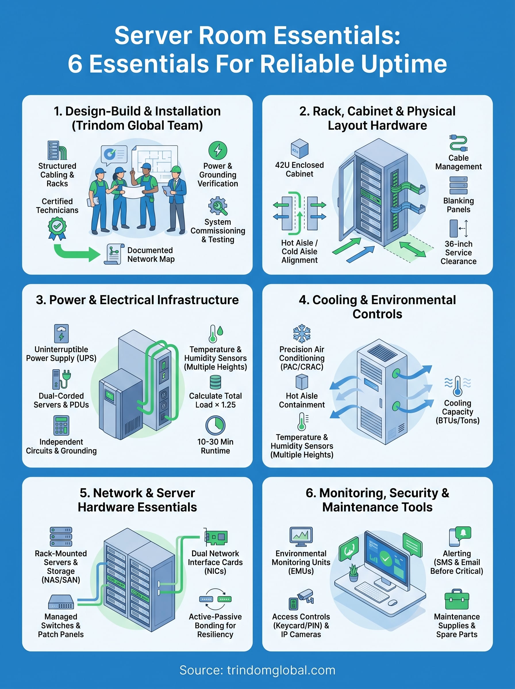 server room equipment list infographic