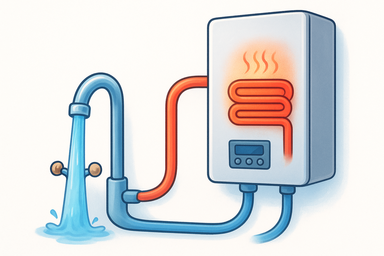 What happens when you turn on the hot water