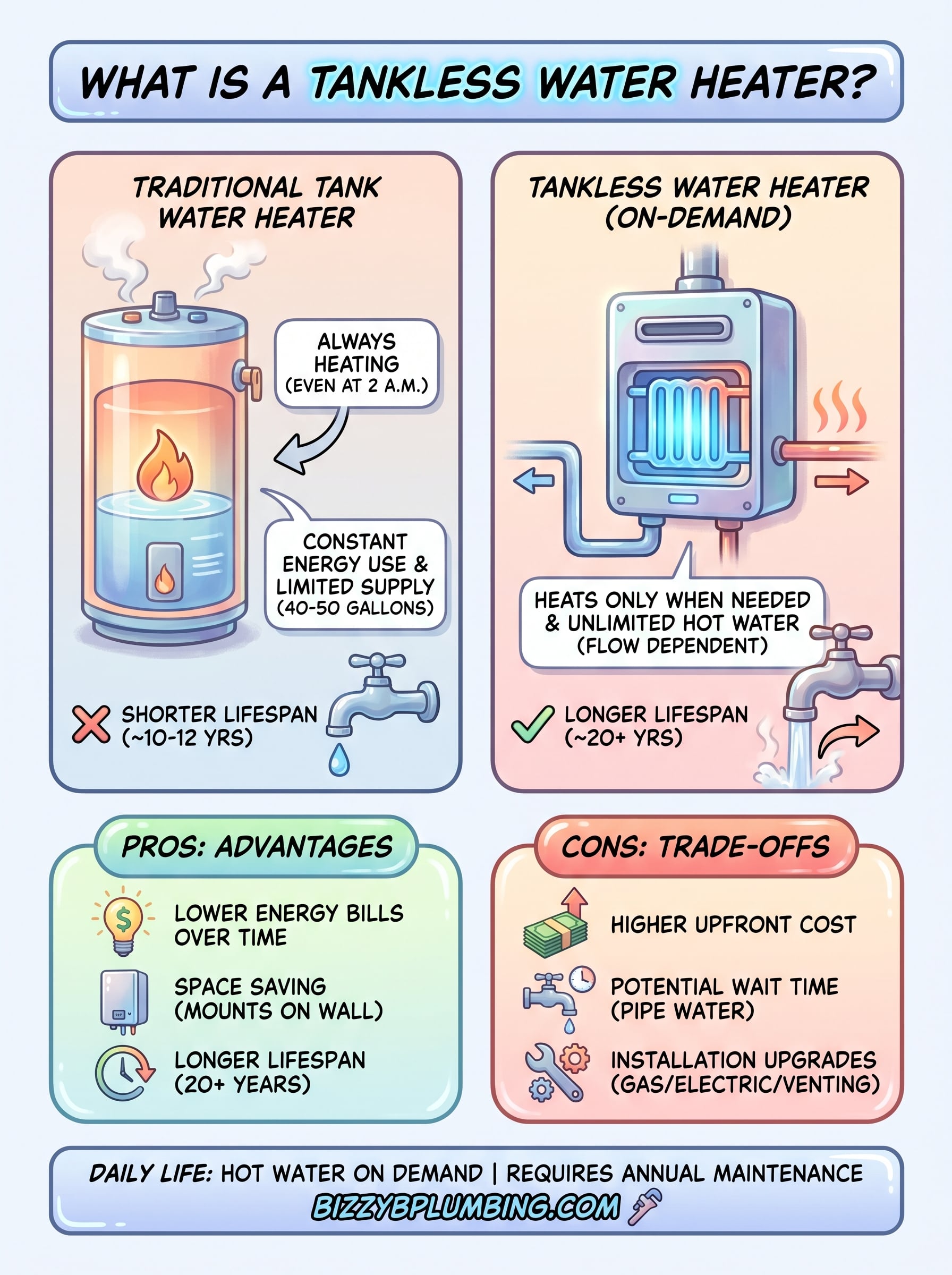 what is a tankless water heater infographic