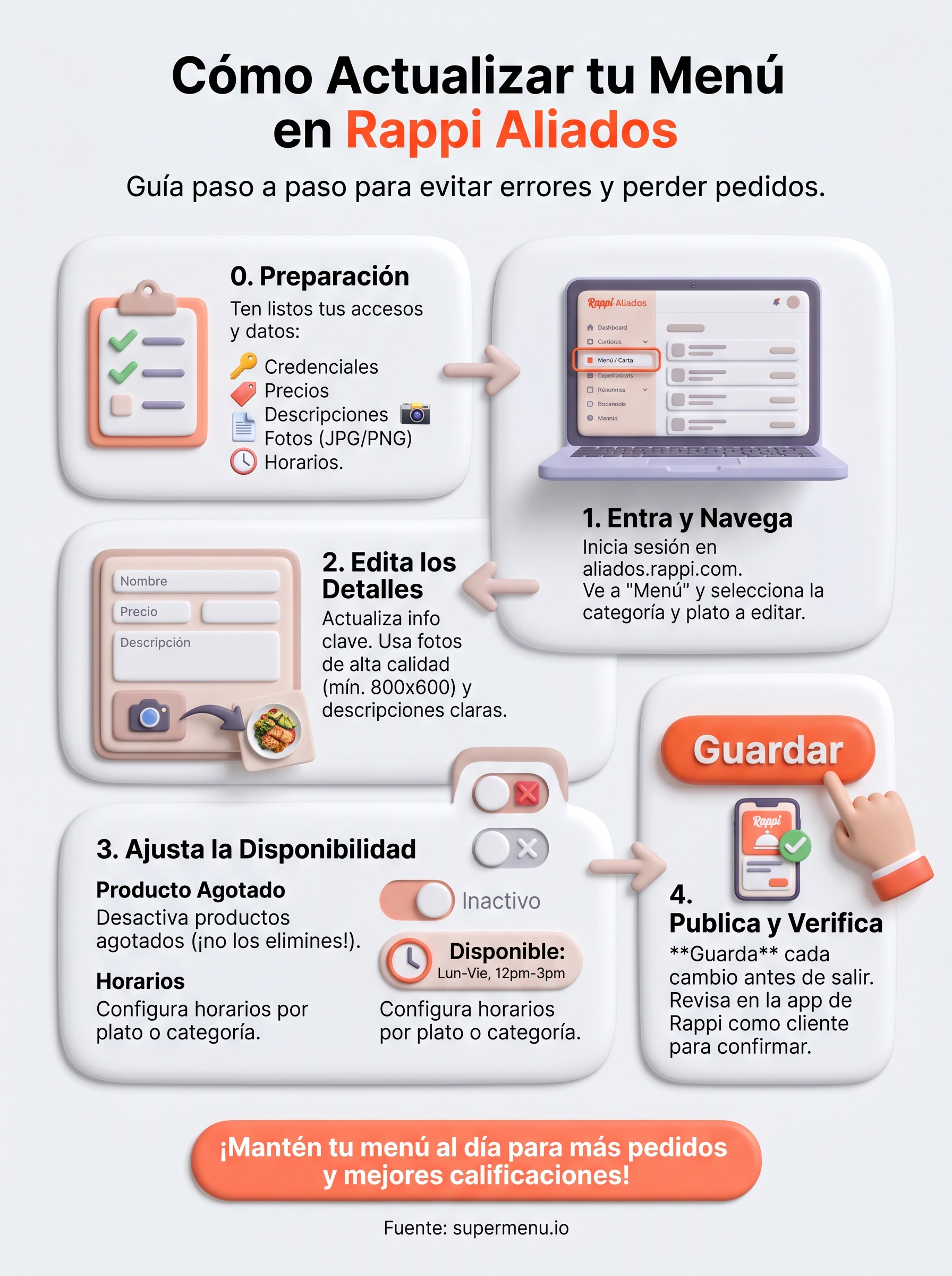 cómo actualizar menú en rappi infographic