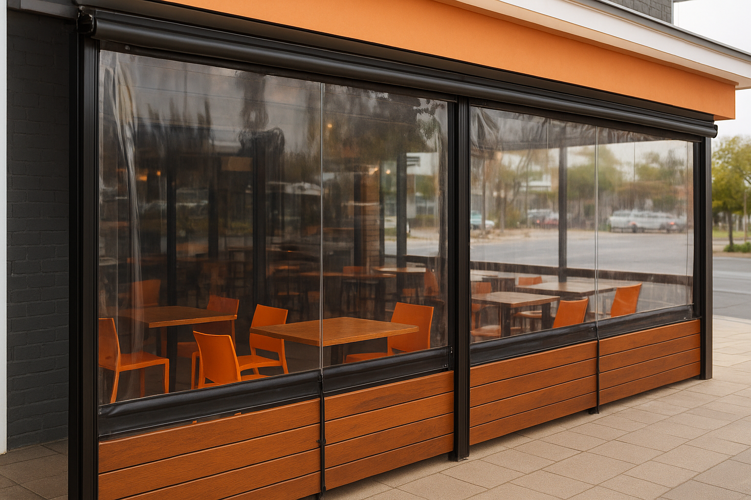 Café blinds and straight-drop roller blinds