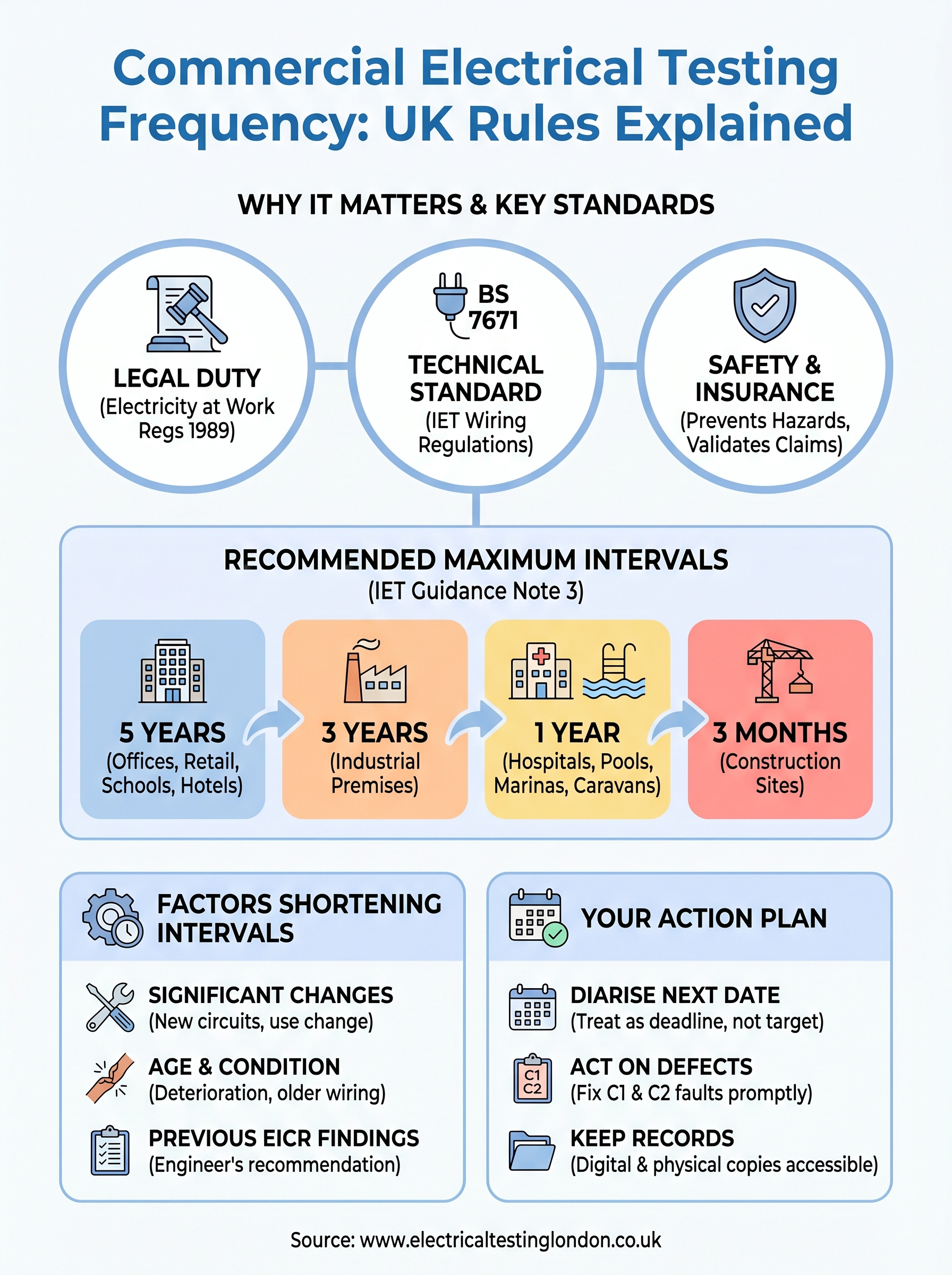 commercial electrical testing frequency infographic