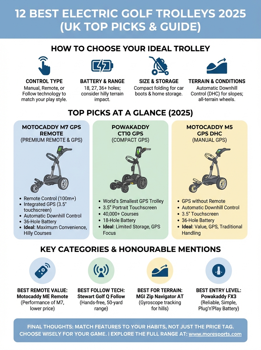 best electric golf trolleys infographic