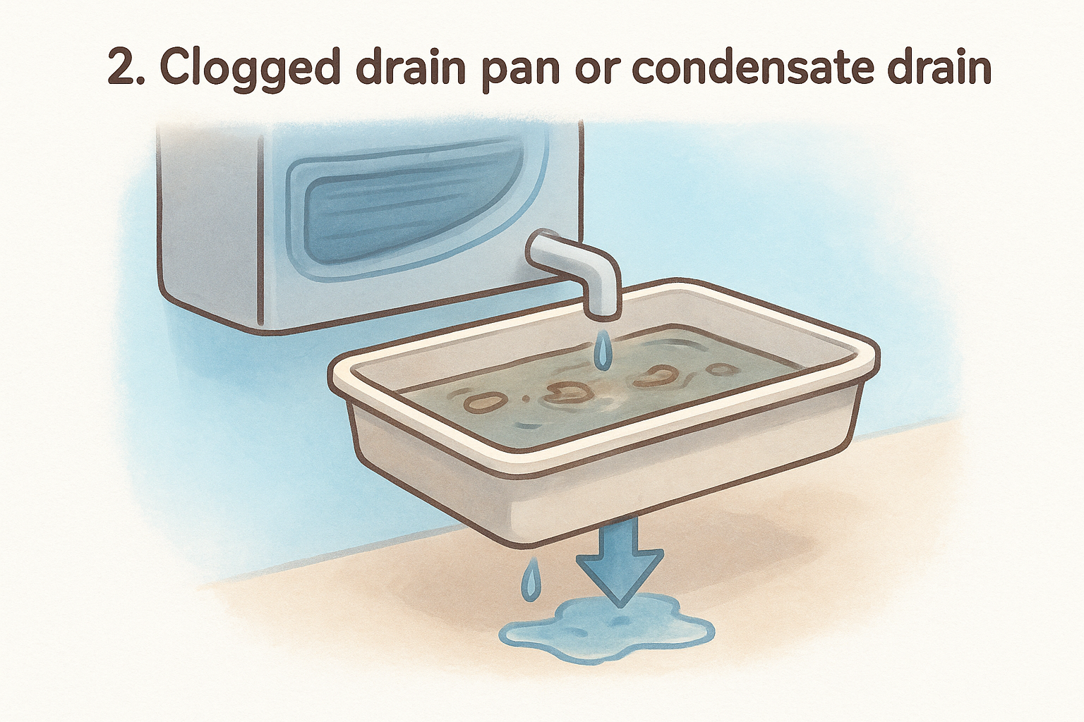 2. Clogged drain pan or condensate drain