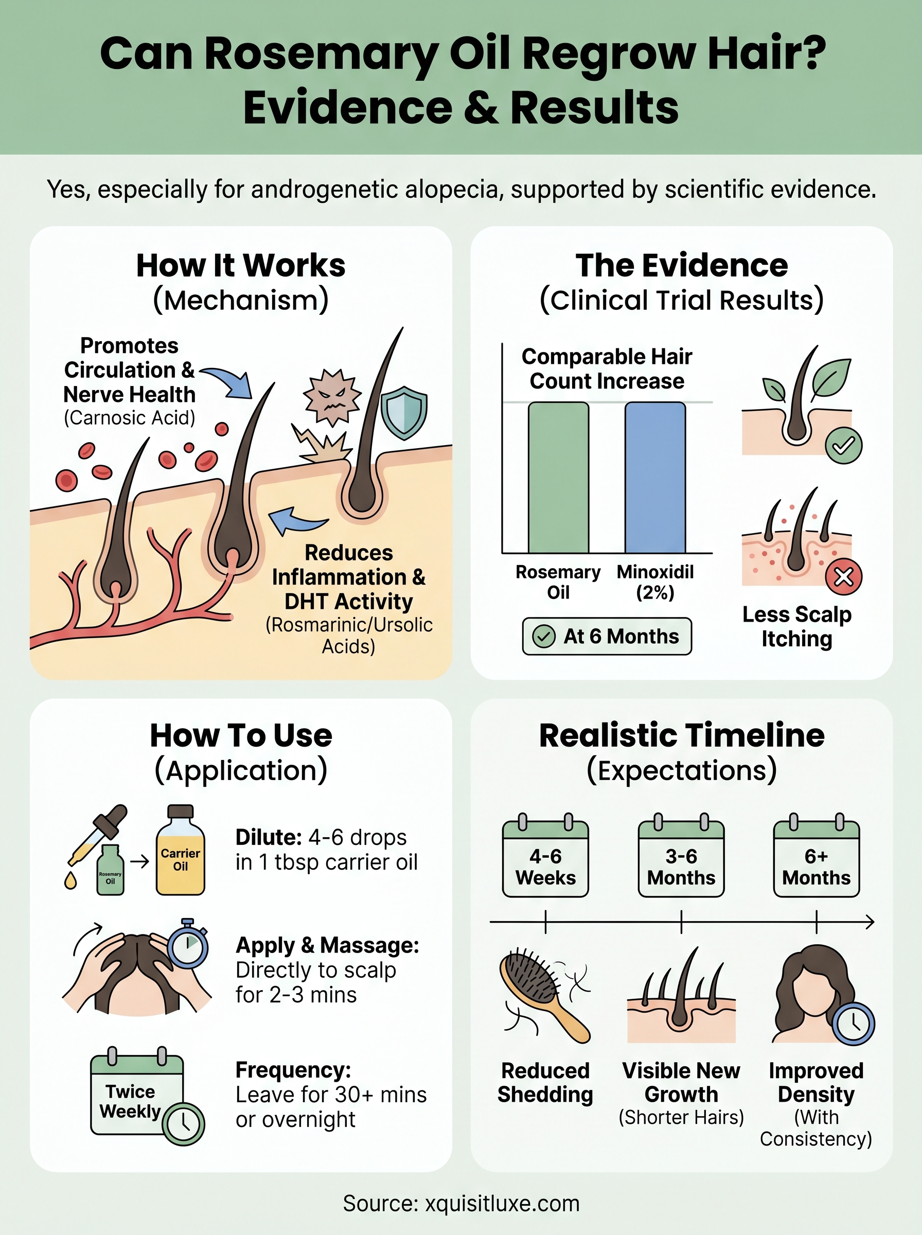 can rosemary oil regrow hair infographic