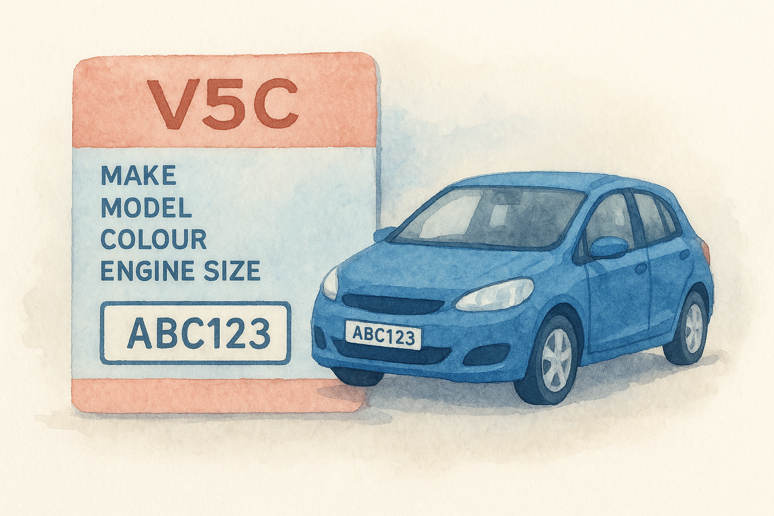 The key V5C fields that must match the car