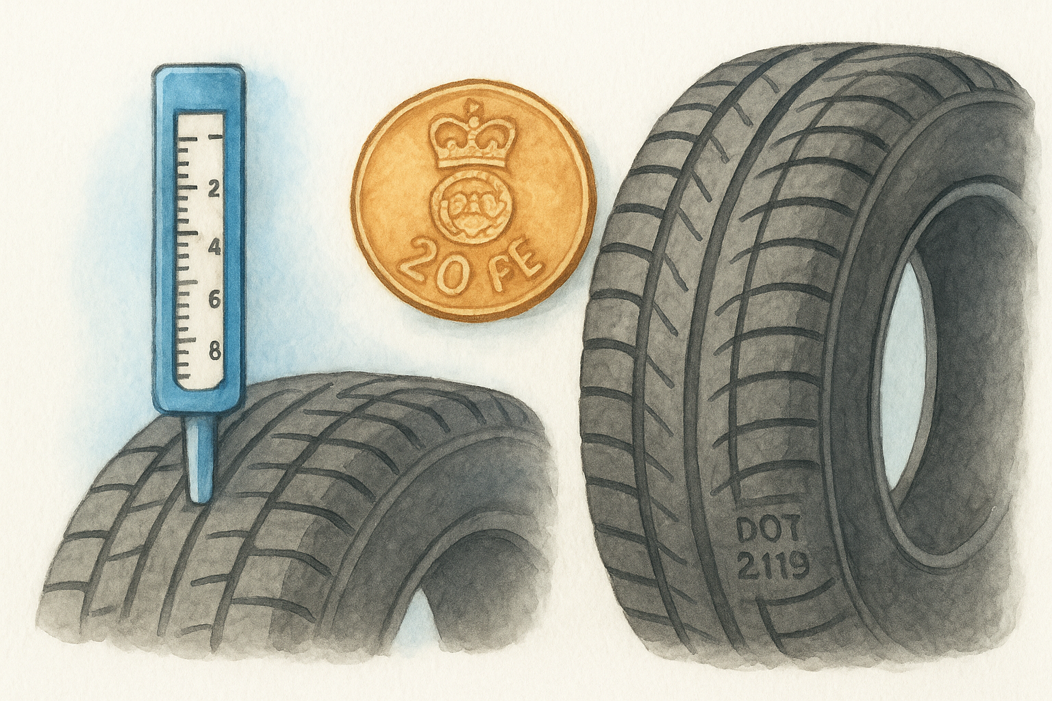 Tread depth, tyre age, and matching brands