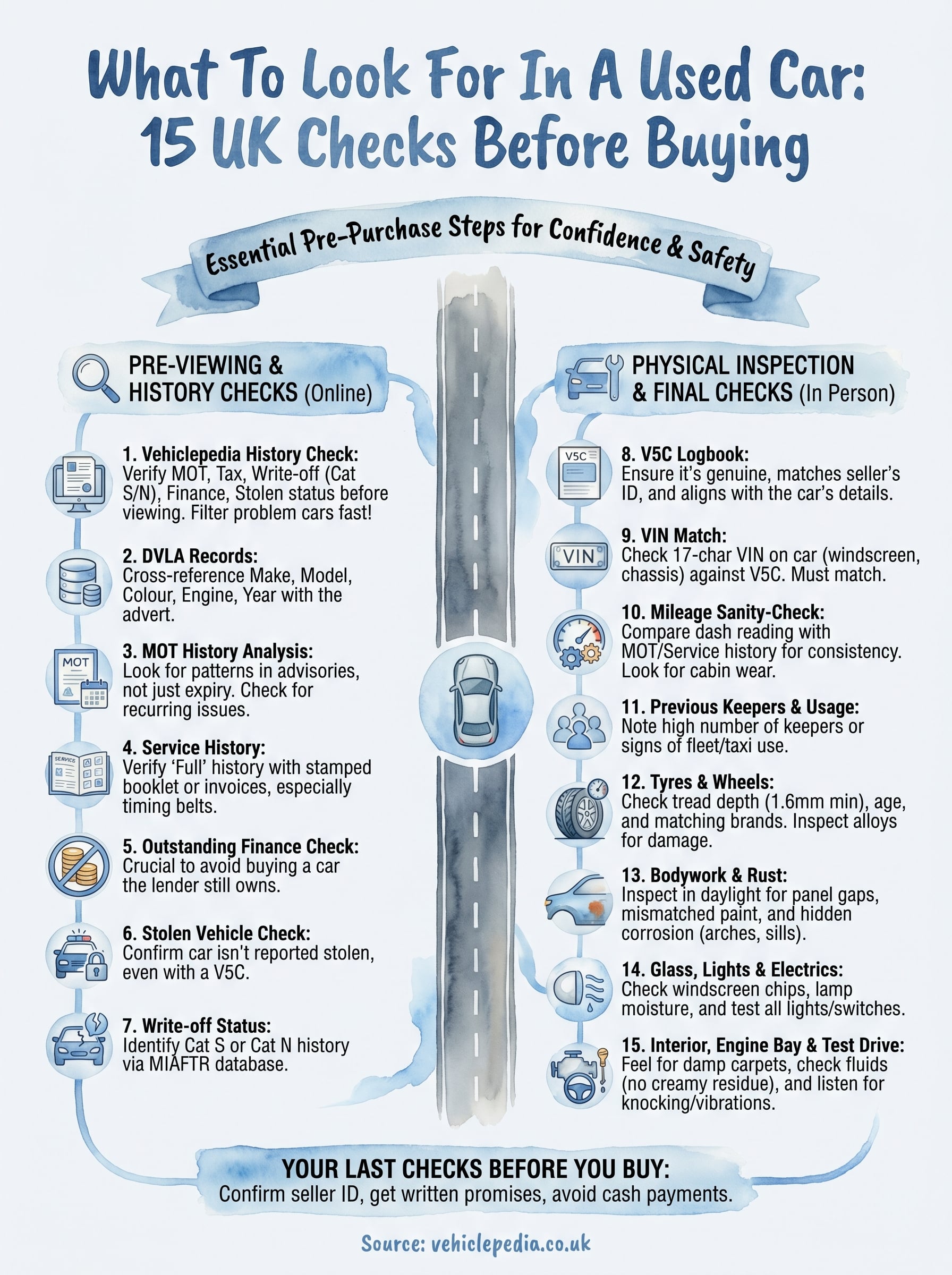 what to look for in a used car infographic